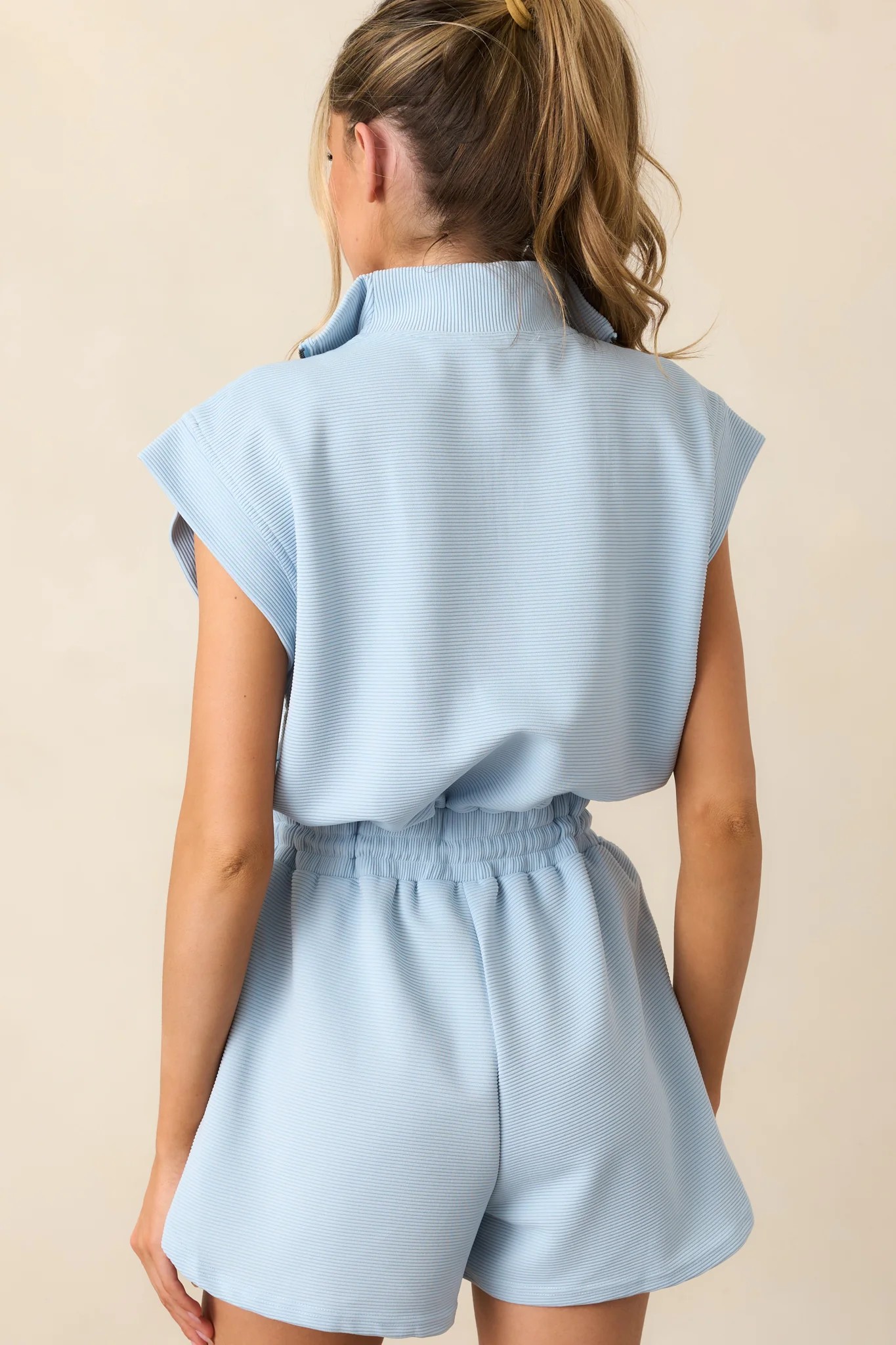 Embrace Today Light Blue Half Zip Romper
