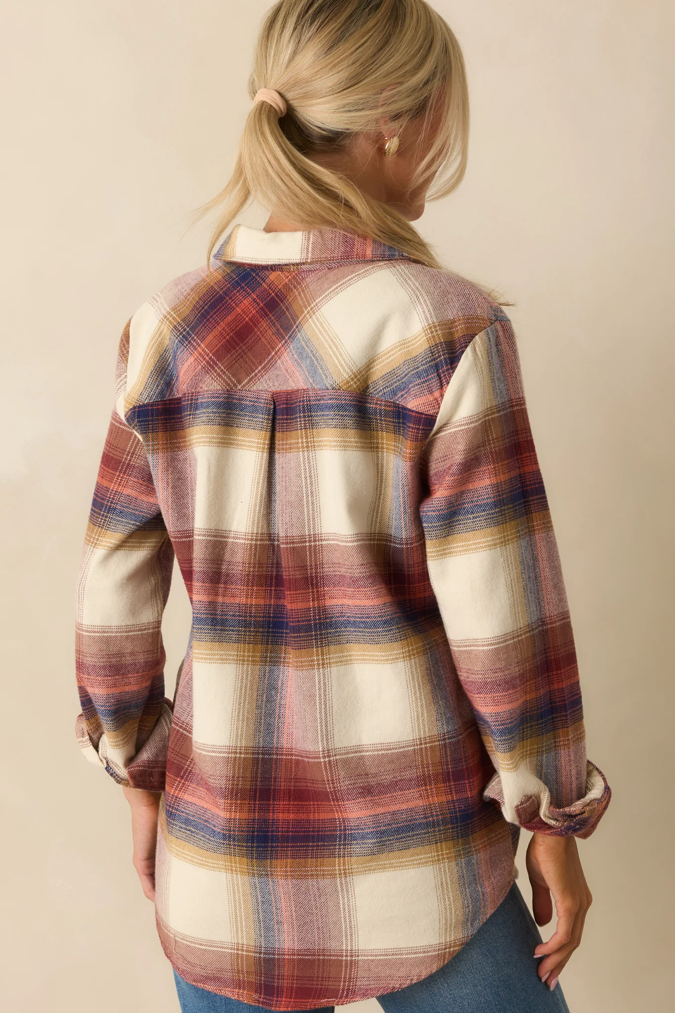 Thread & Supply Ivory Multi Plaid Cotton Desiree Shirt