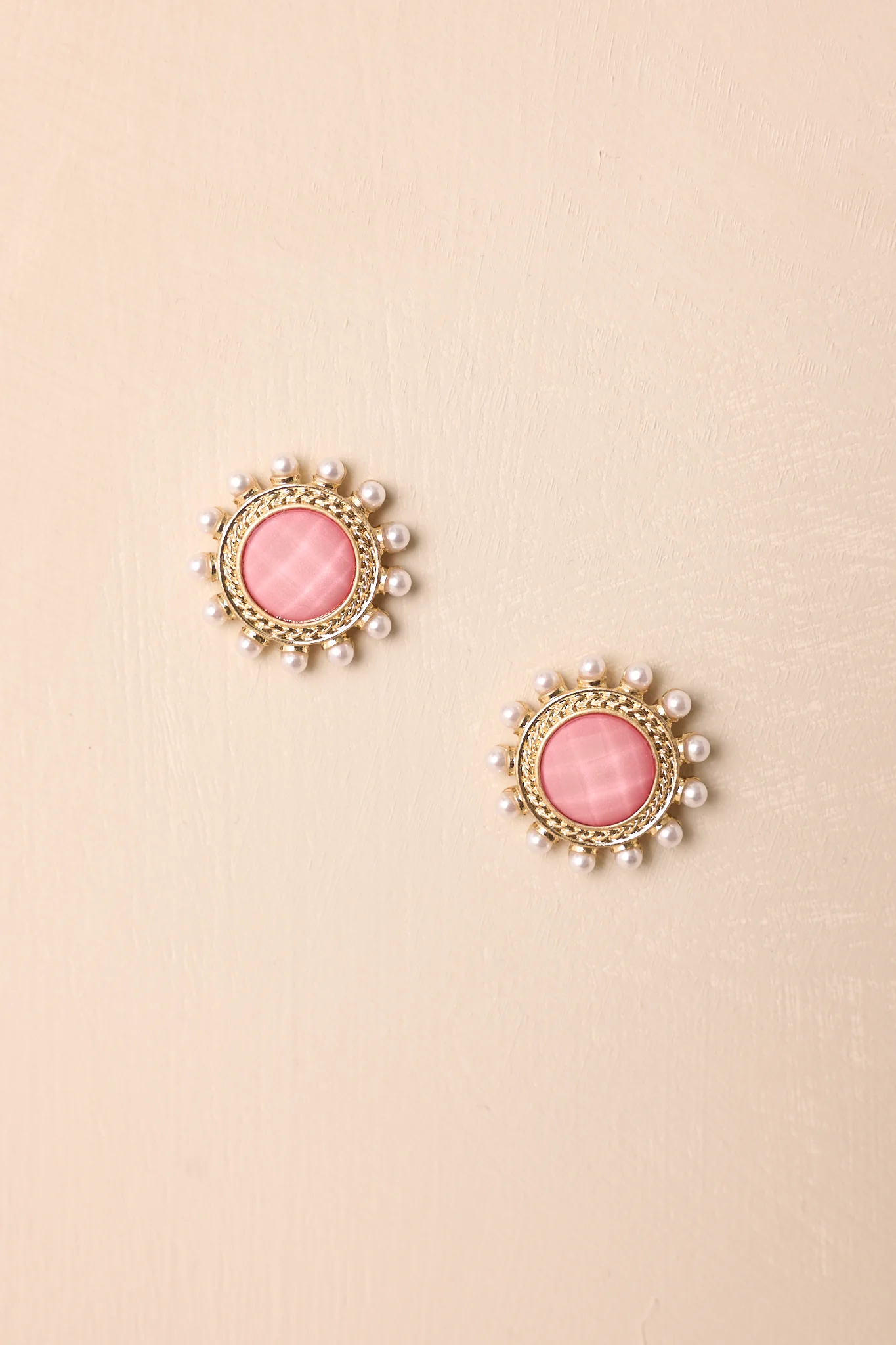 Around The World Pink & Gold Textured Earrings