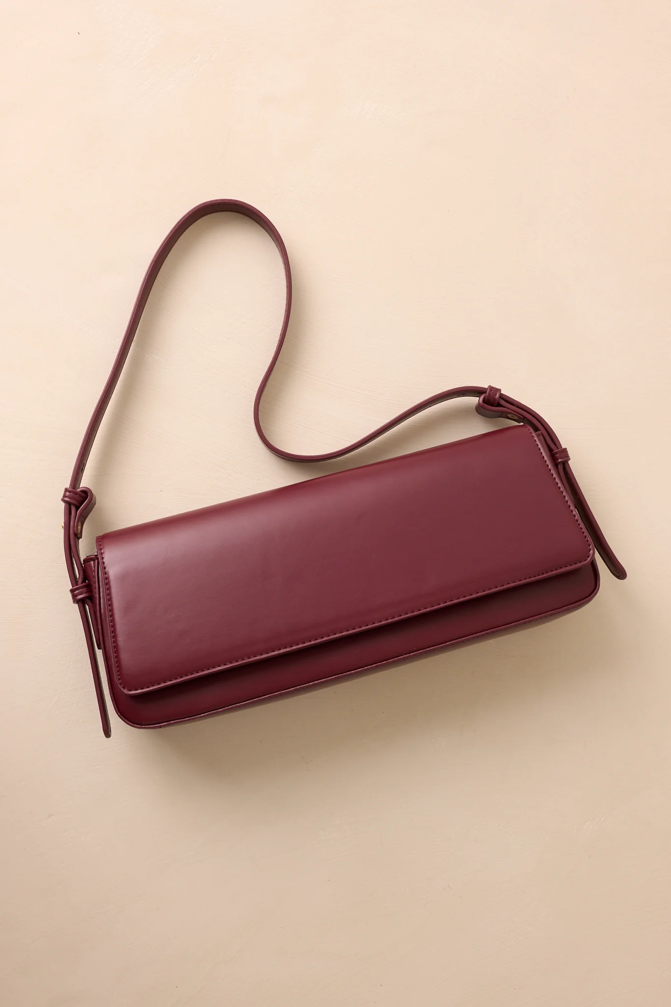 Don’t Doubt Me Burgundy Faux Leather Baguette Handbag