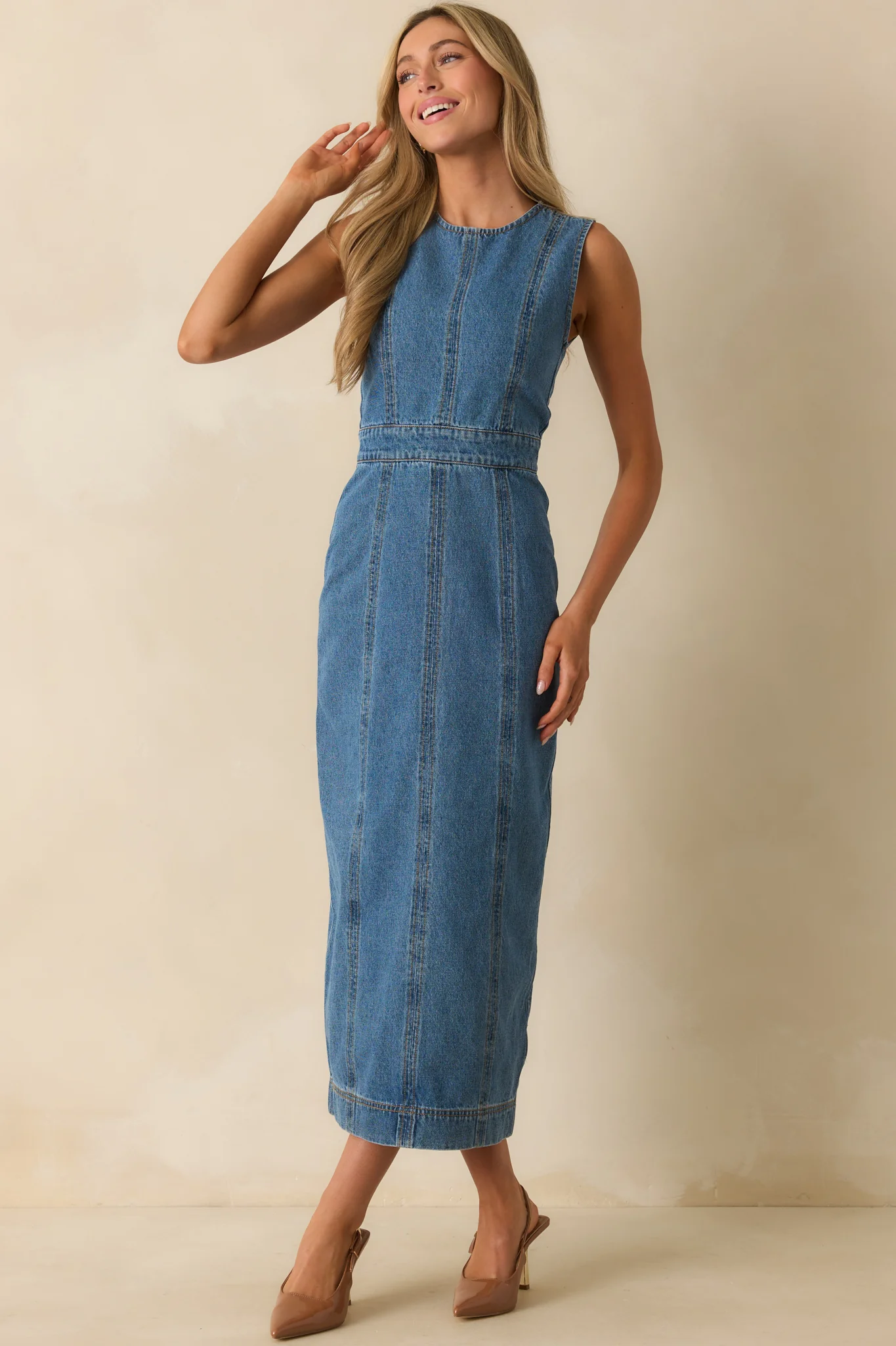 Staple The Label Medium Wash Cotton Maverick Denim Dress