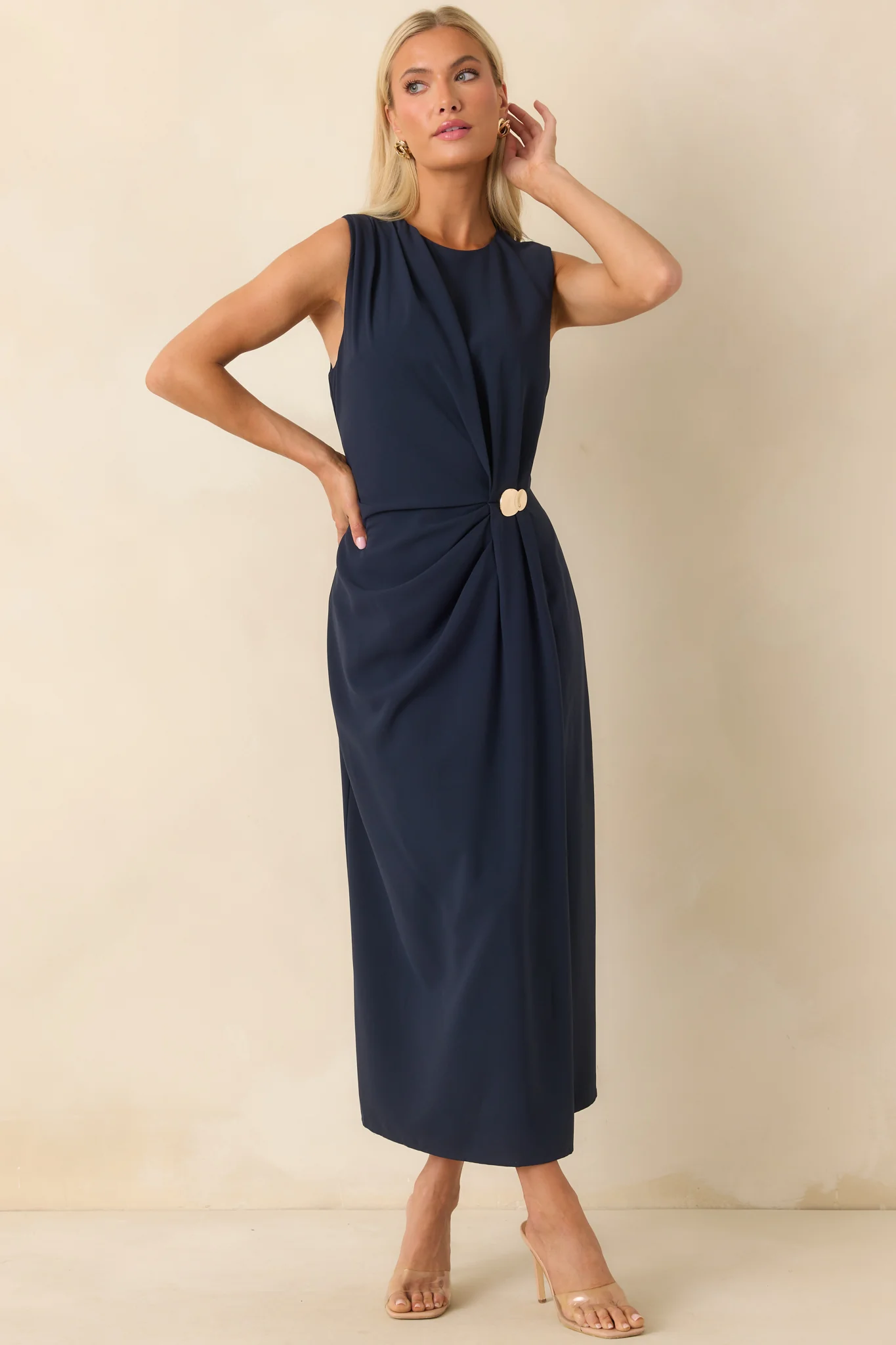 Move With Purpose Navy Ruched Maxi Dress
