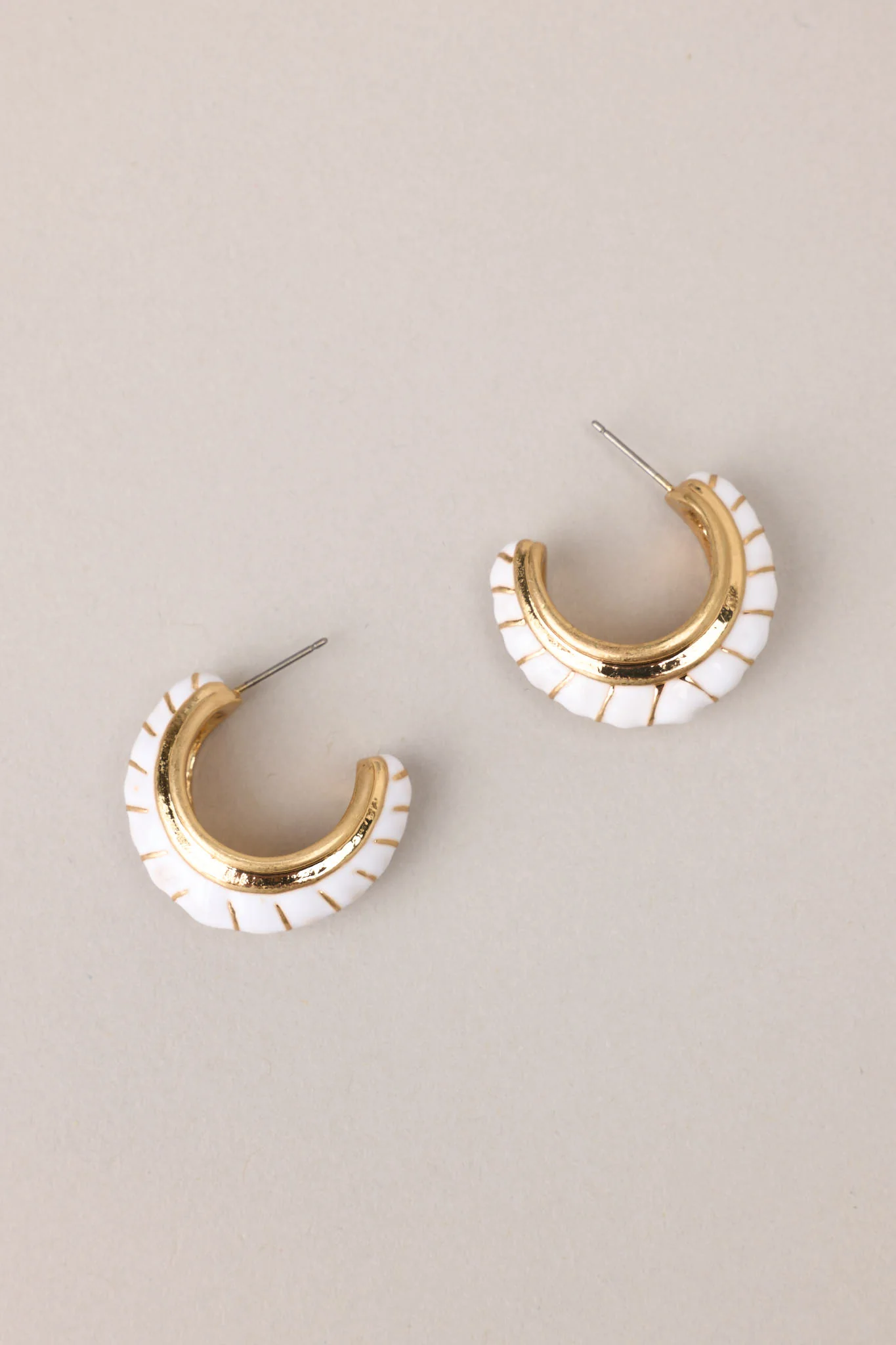 Turning The Page White Hoop Earrings