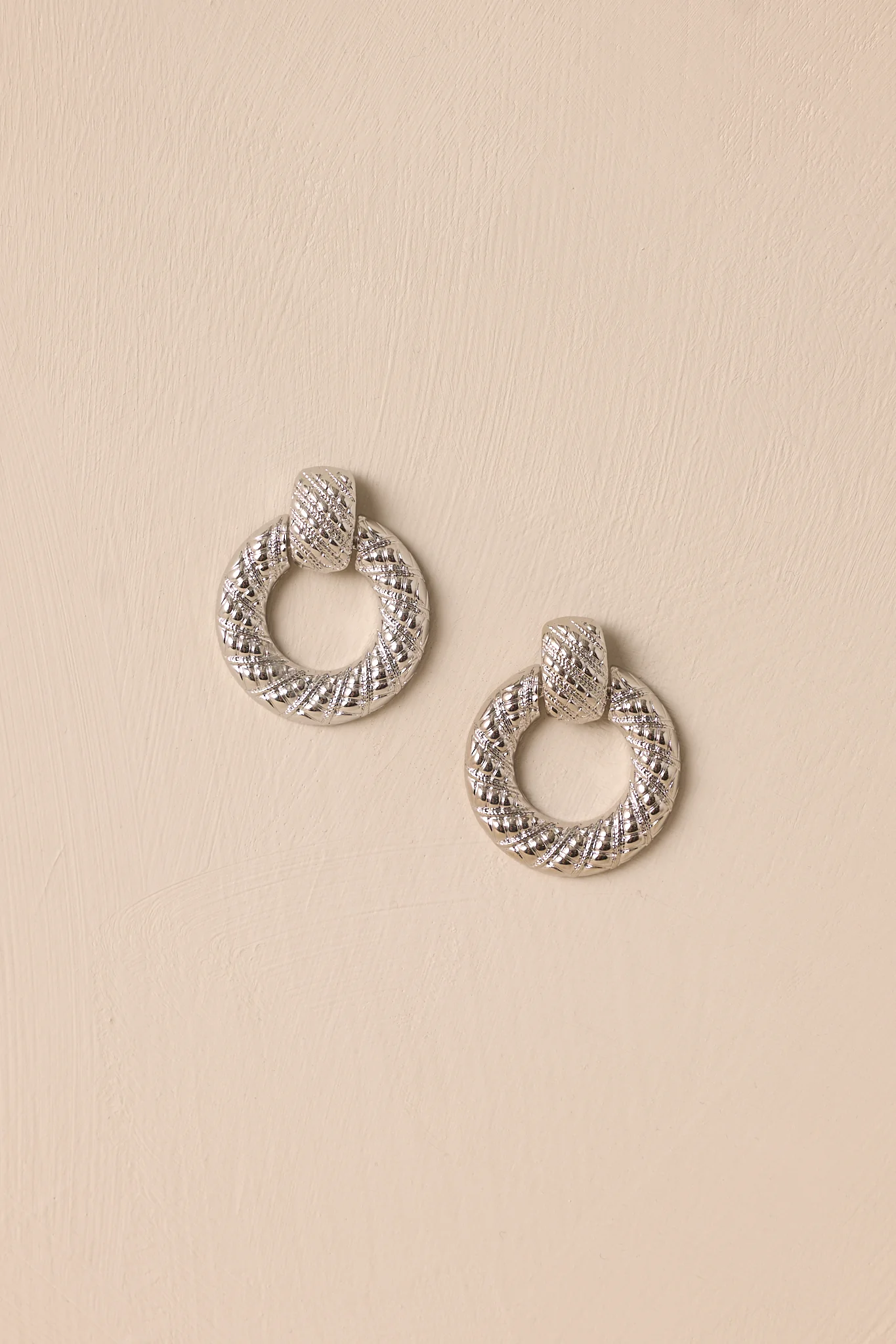 On The Town Silver Textured Earrings