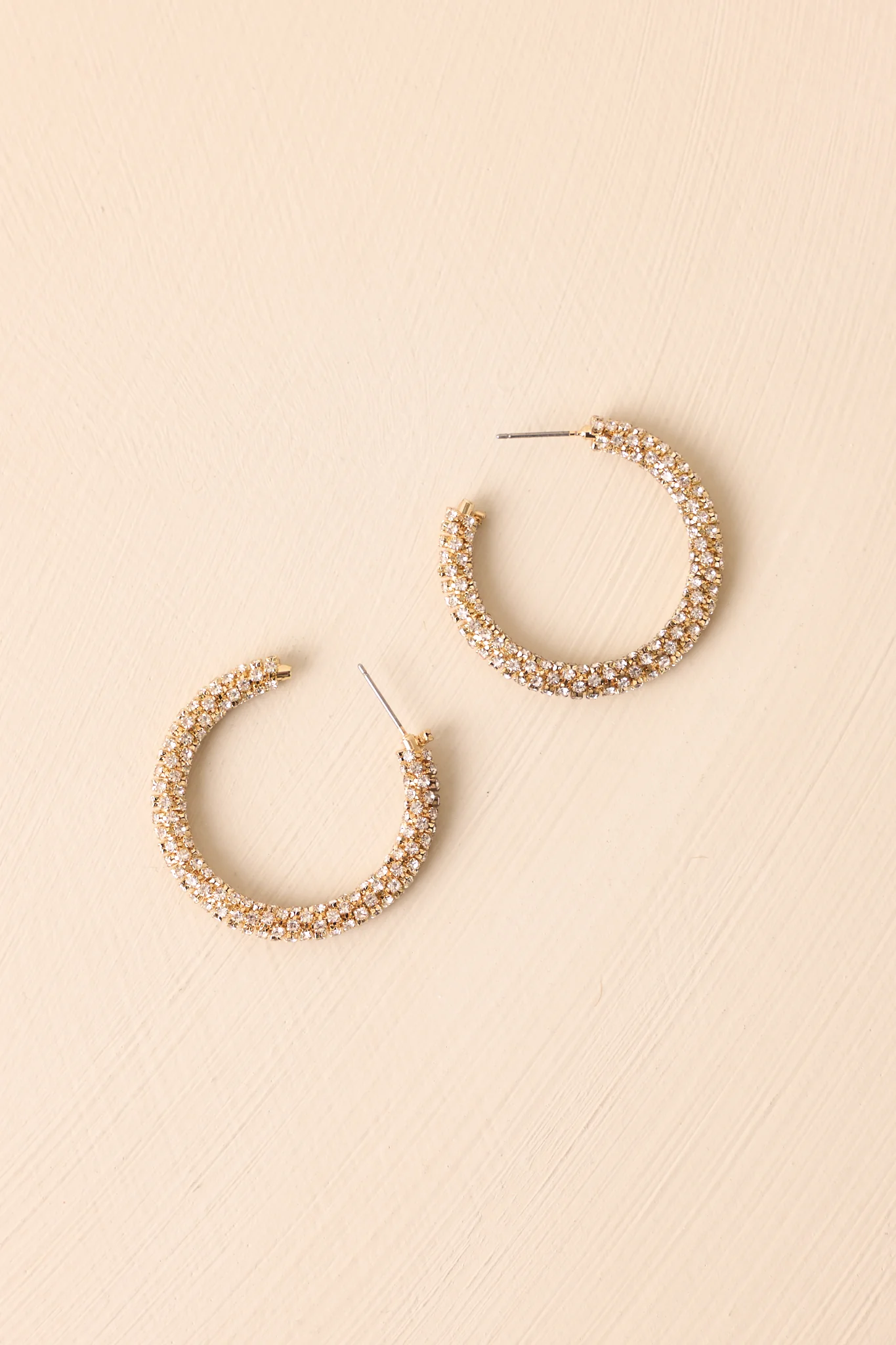Been A Long Time Coming Gold Rhinestone Hoop Earrings