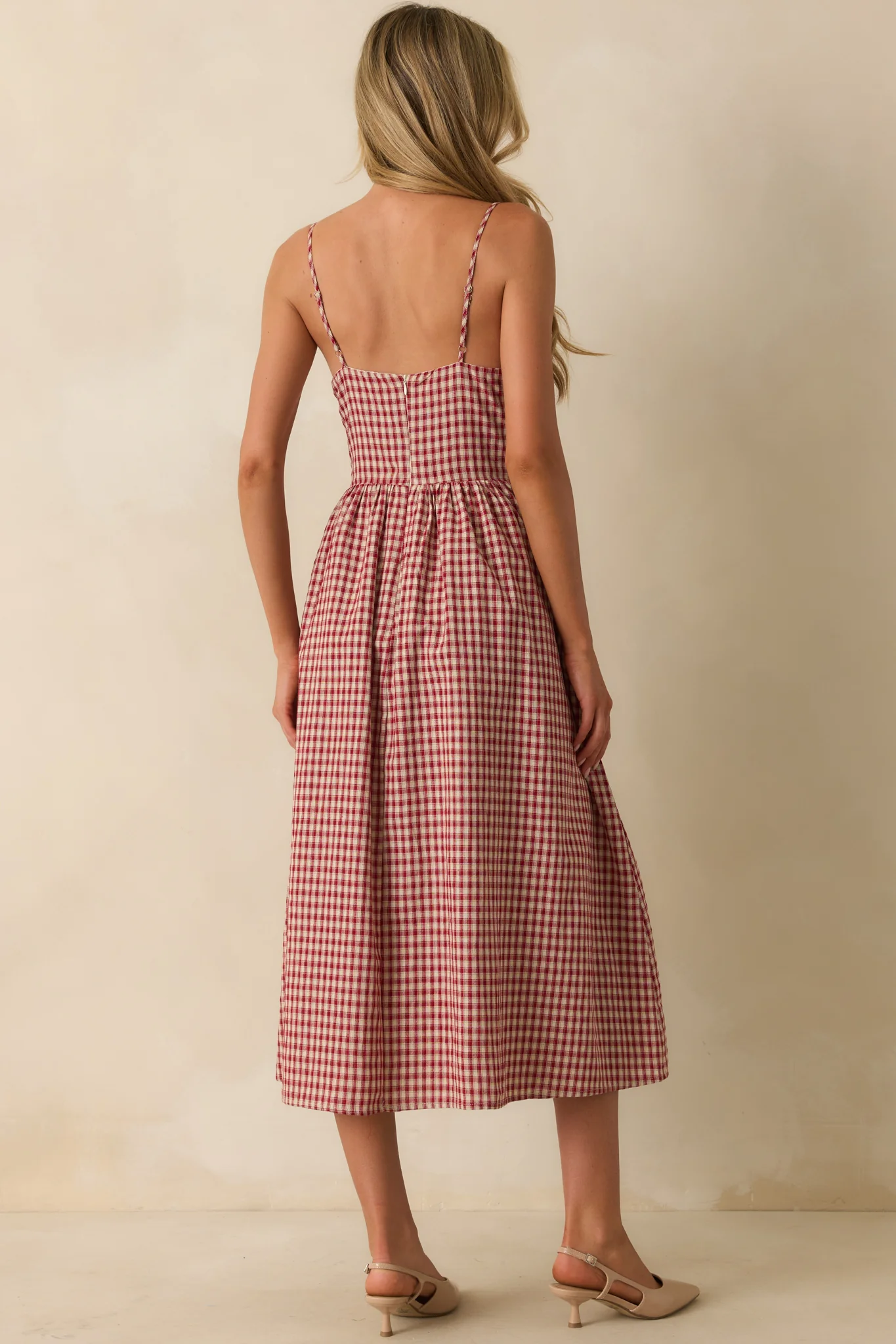 Everything She Does Red Gingham Sleeveless Midi Dress