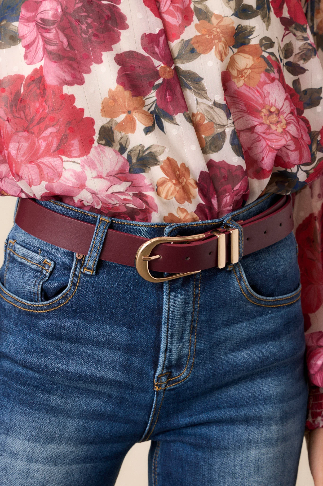 Lost In Thought Merlot Faux Leather Belt