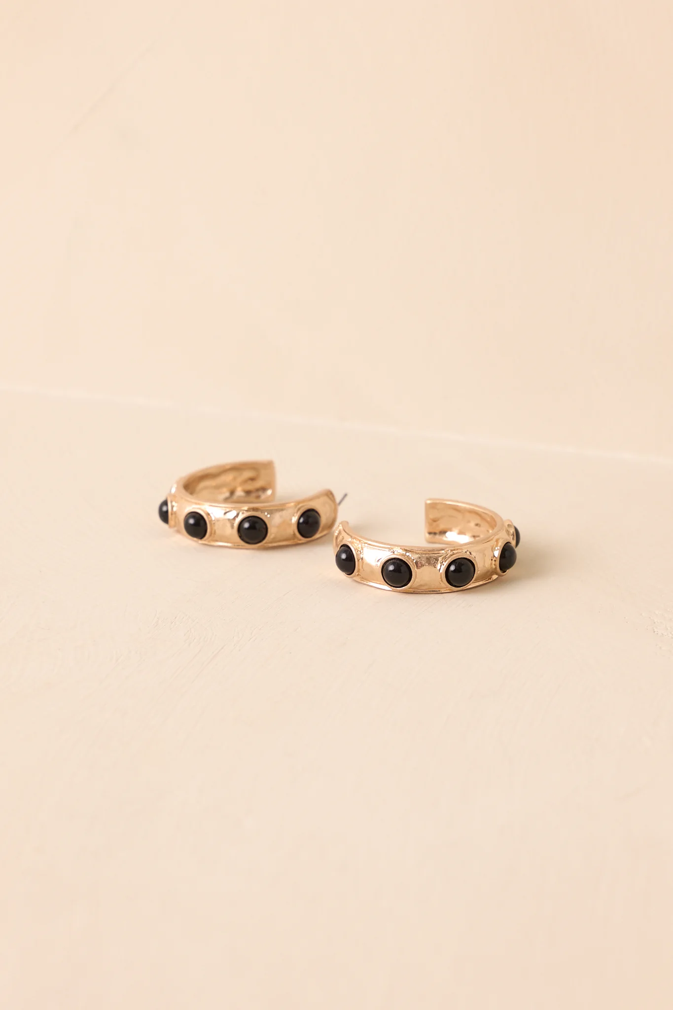 Keep It Unexpected Black & Gold Textured Hoop Earrings