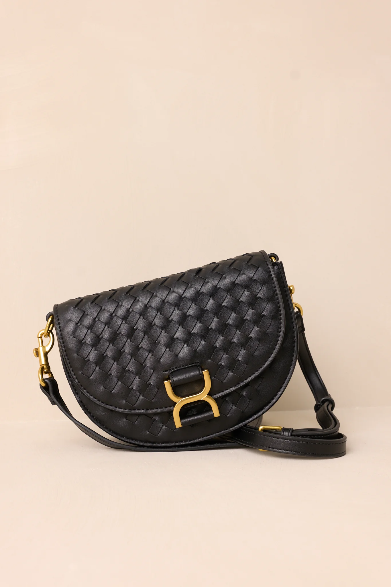 Tempest’s Call Black Woven Faux Leather Handbag