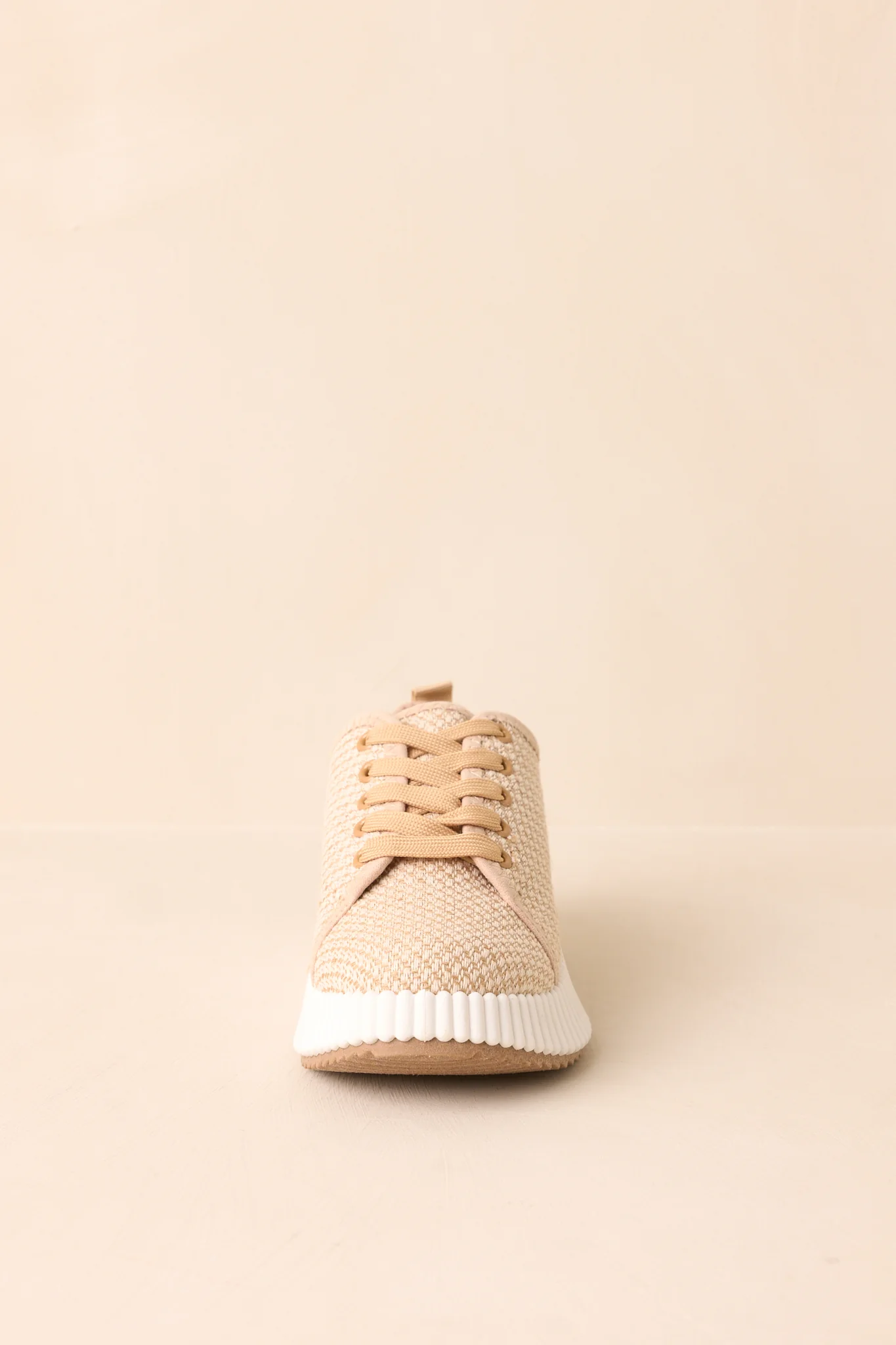 Life In The Fast Lane Tan Woven Platform Sneakers