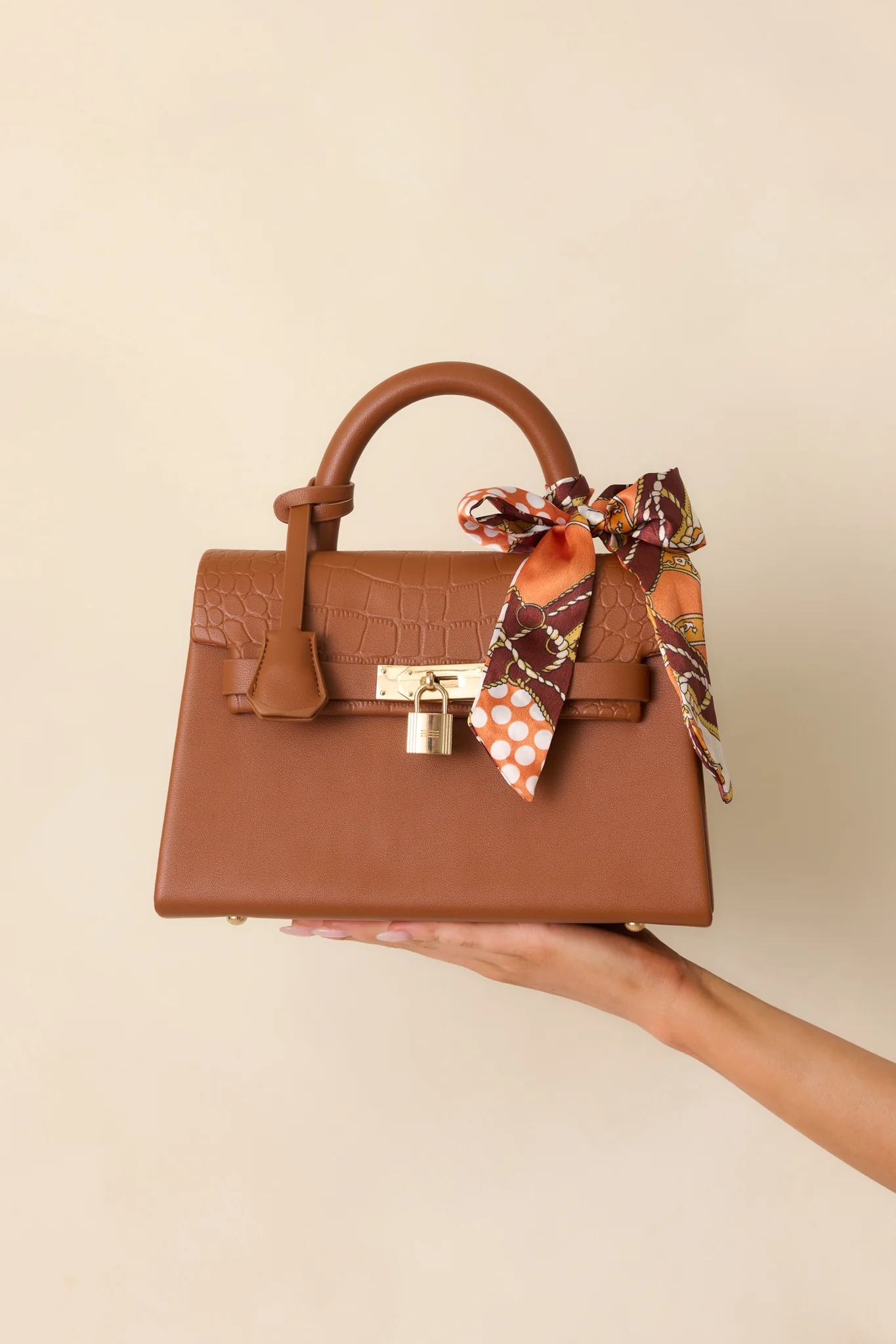 Same Time Tomorrow Brown Faux Leather Structured Handbag