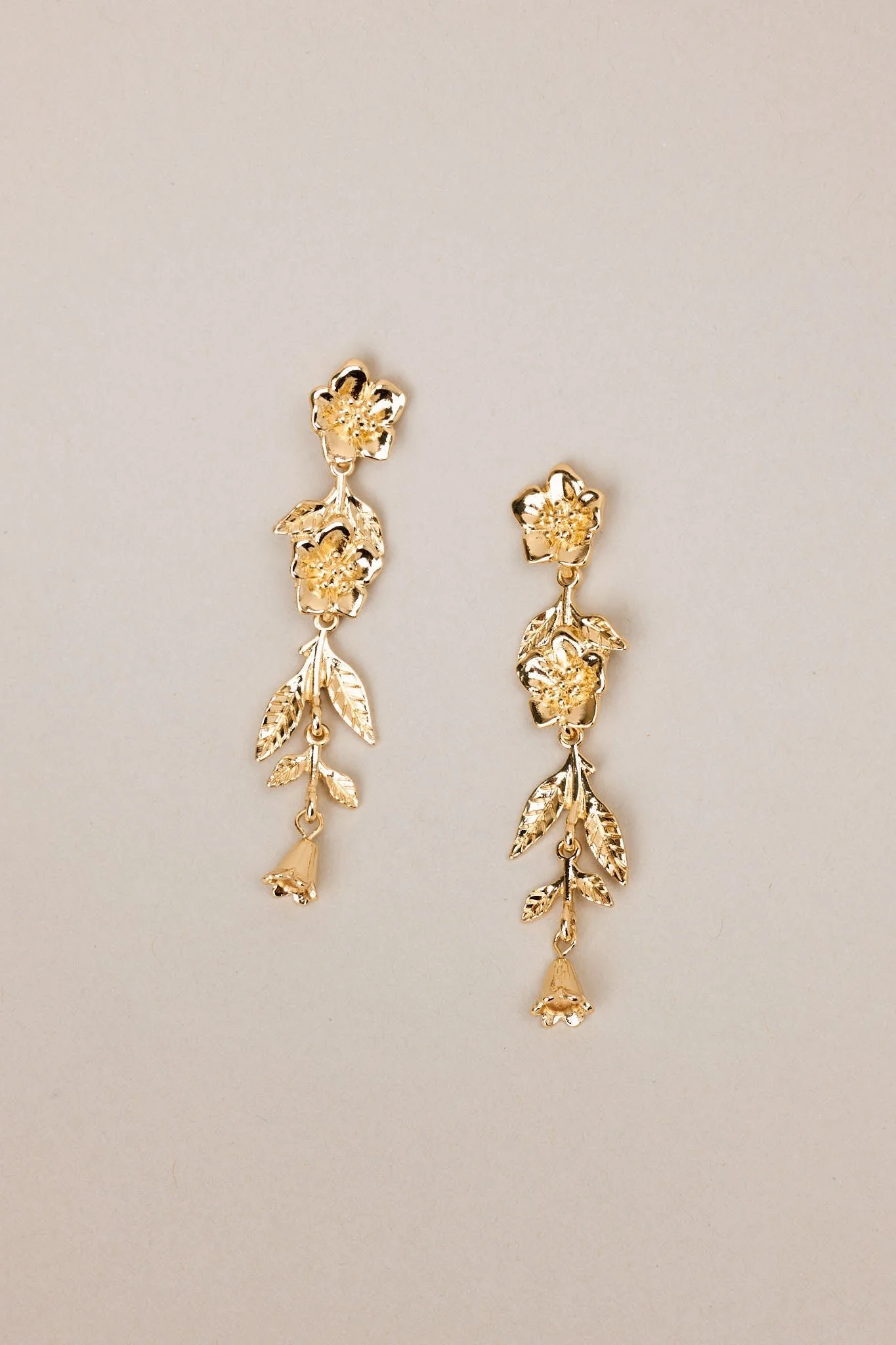 Radiating Sun Gold Floral Drop Earrings