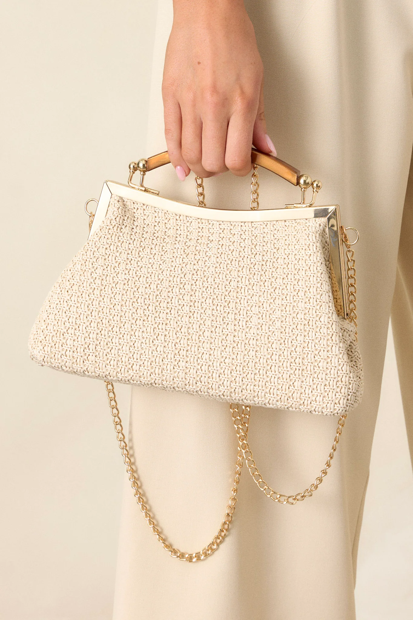 Talk Of The Town Natural Woven Handbag