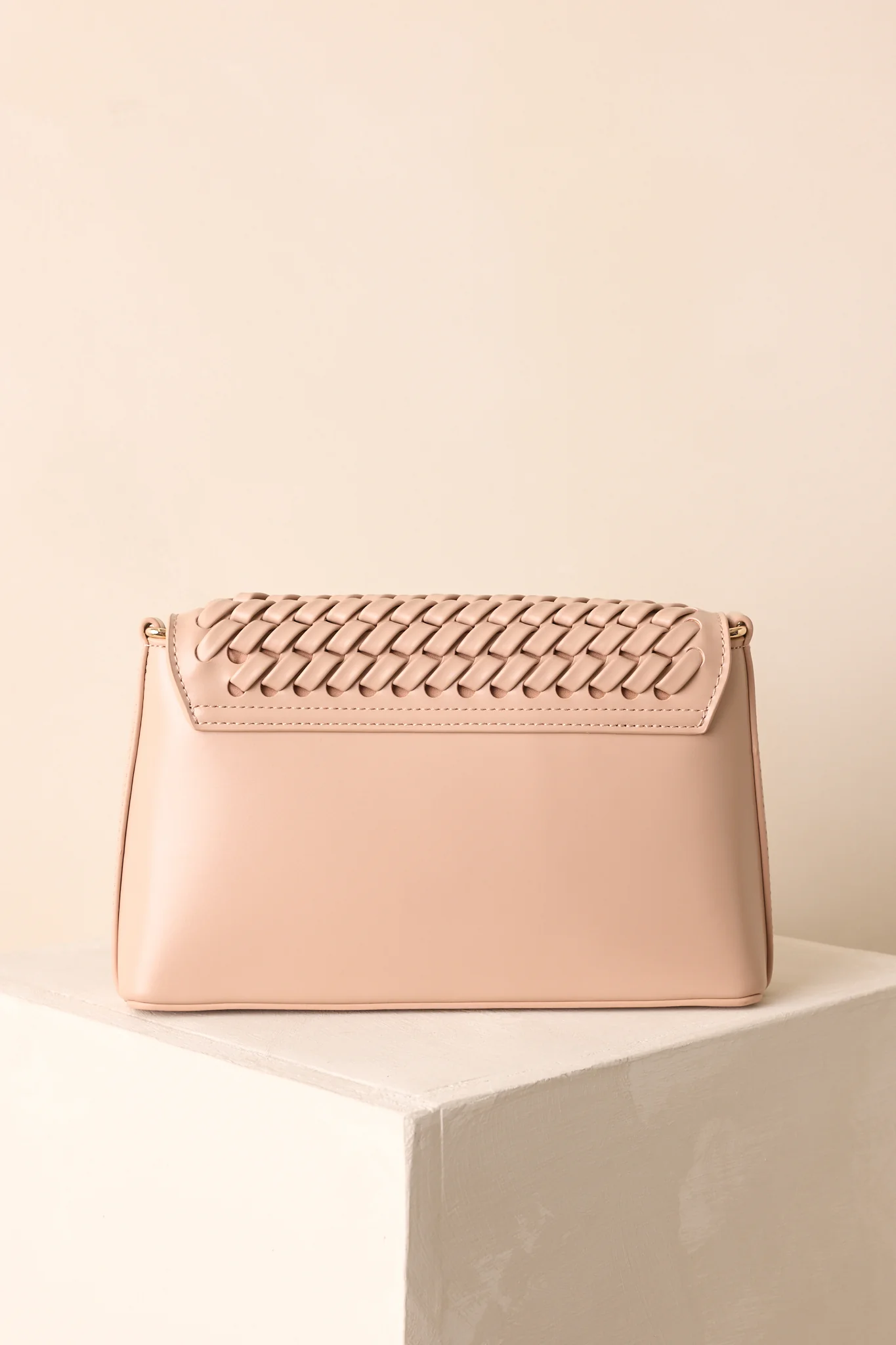 A Little Off Track Beige Woven Faux Leather Handbag