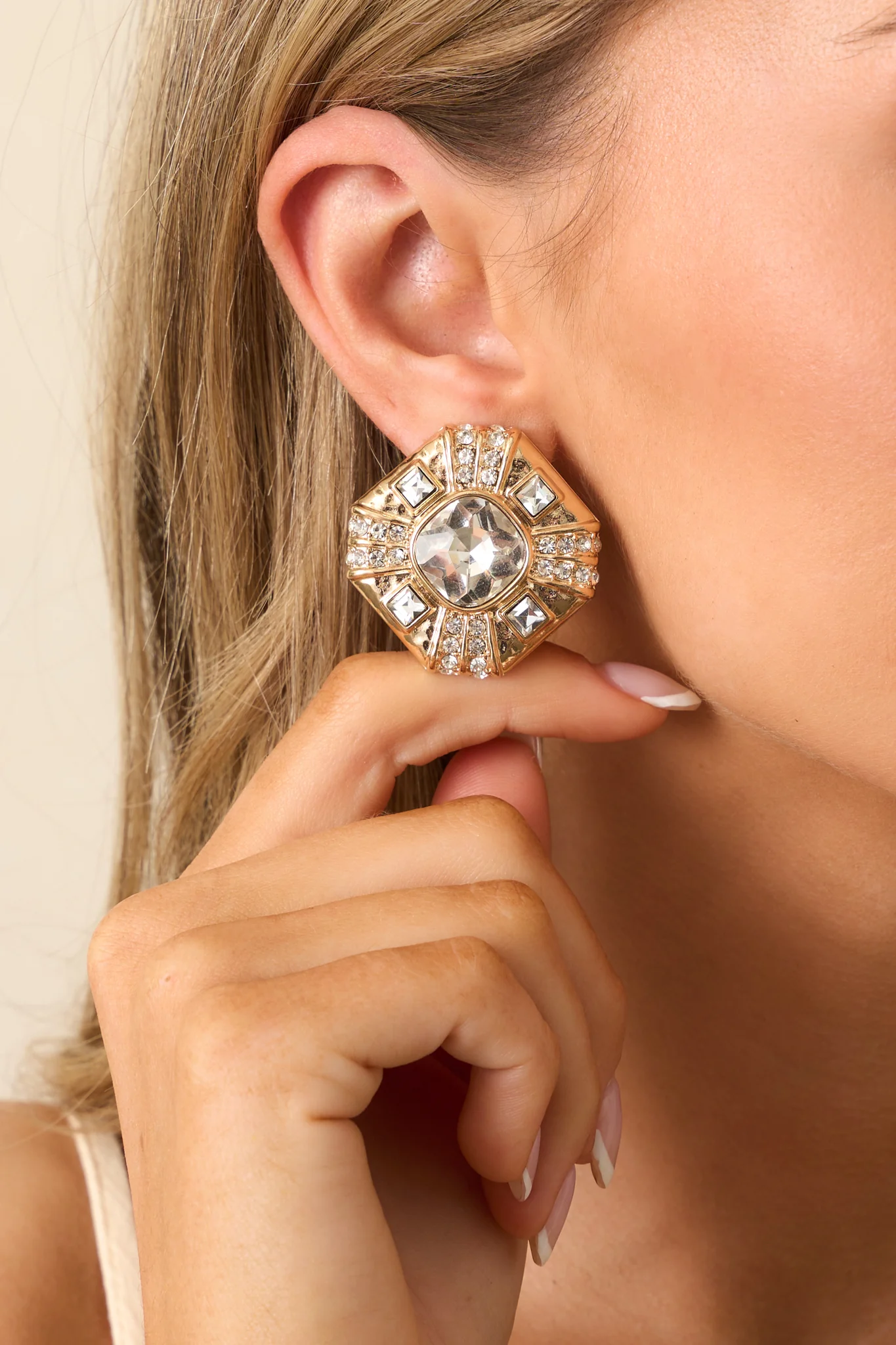 Worth The Wait Gold Rhinestone Earrings