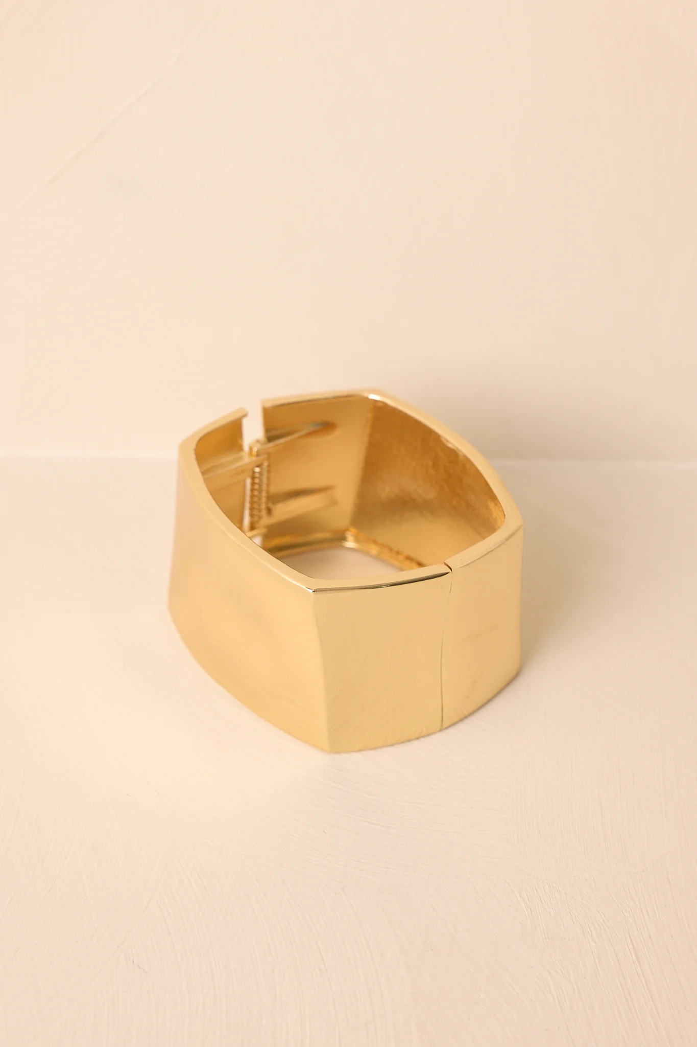 On My Schedule Gold Hinged Cuff Bracelet