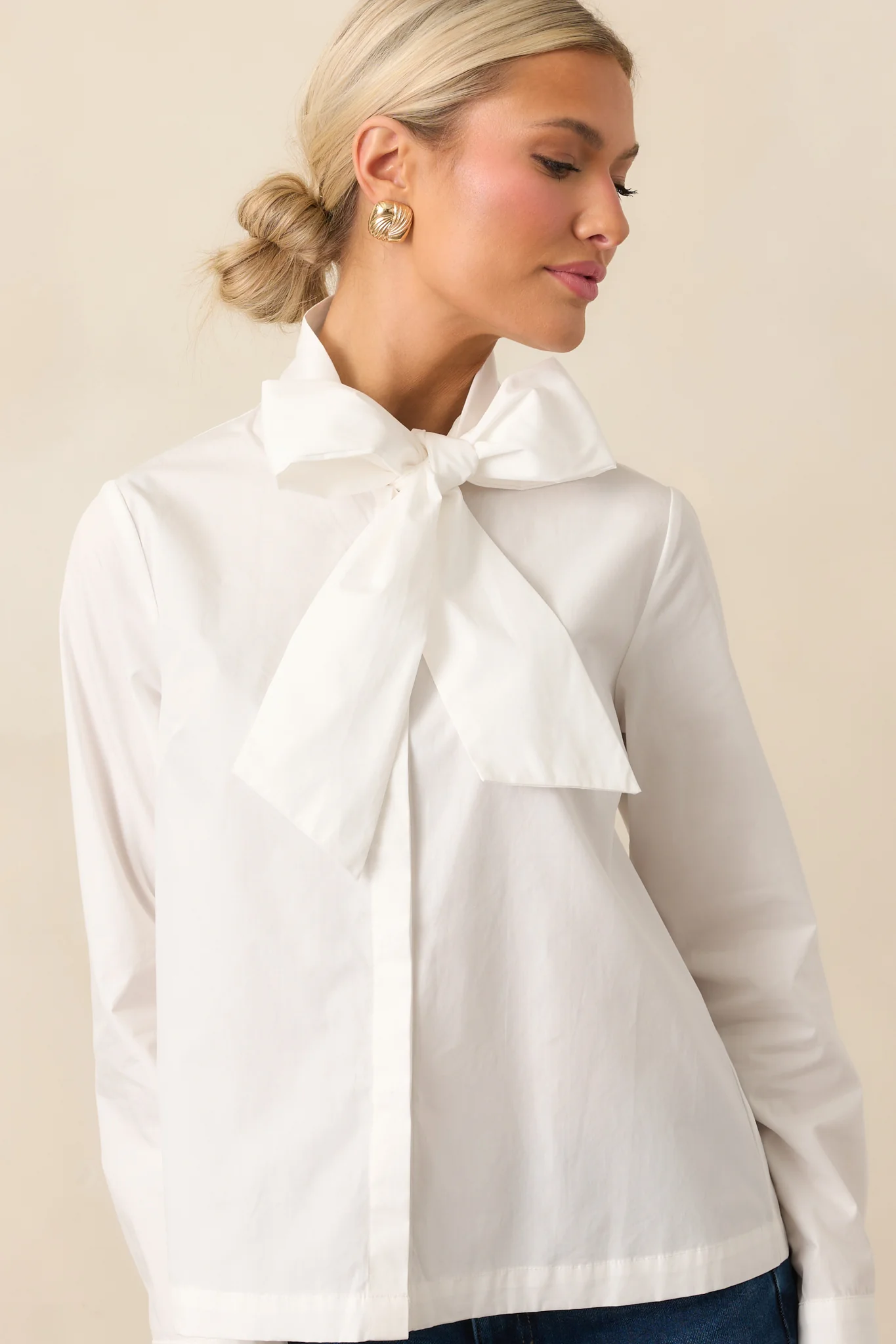 Prosperina Wilshire White Cotton Bow Top