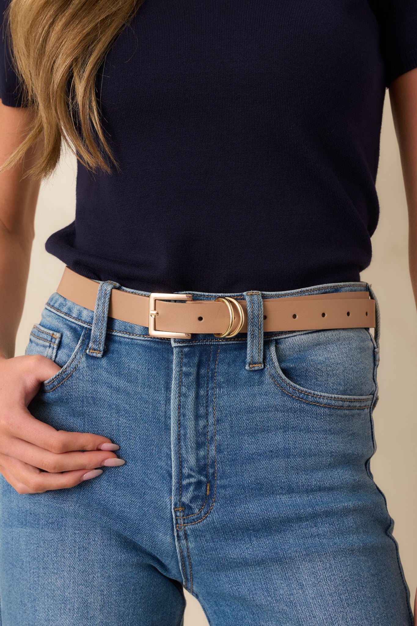 Thought You’d Notice Beige Faux Leather Belt