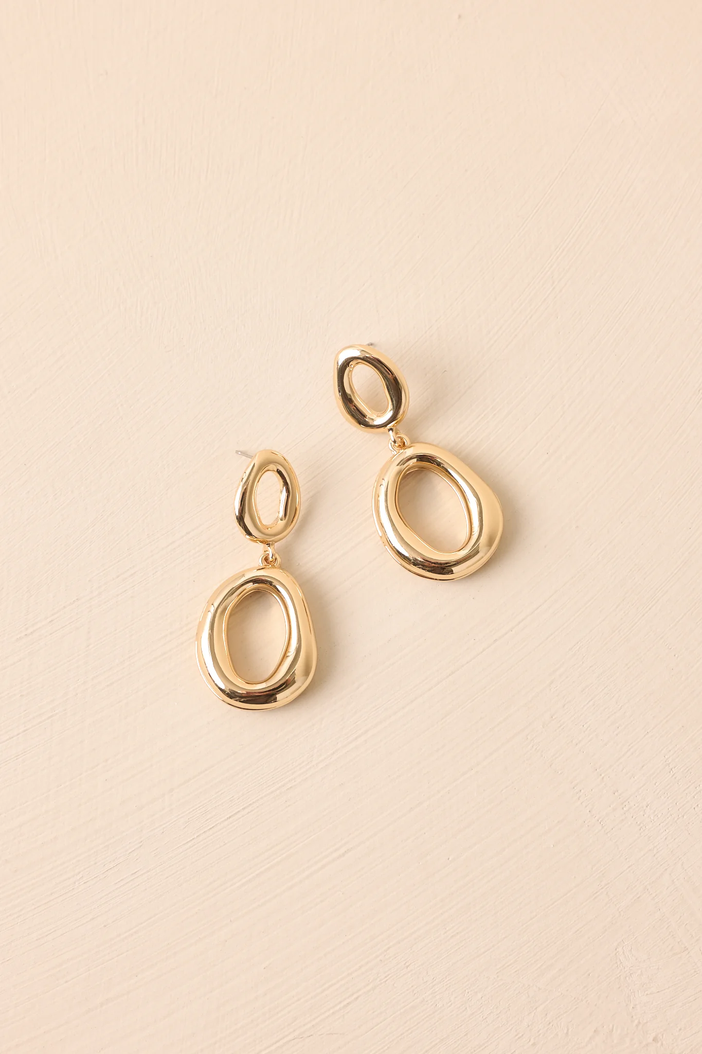 Elegance Without Effort Gold Oval Drop Earrings