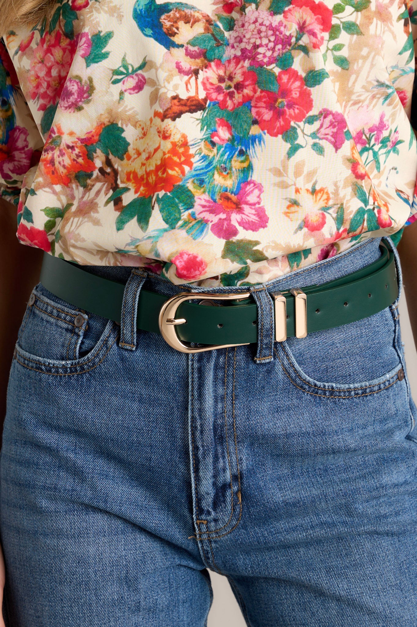 Lost In Thought Hunter Green Faux Leather Belt