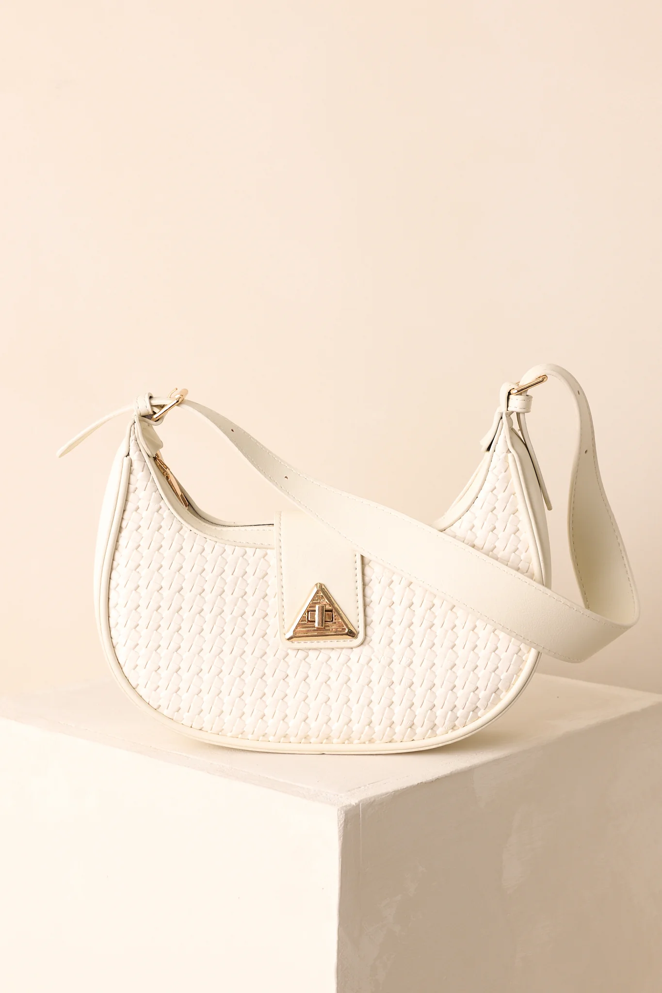 Trust Me On This One White Woven Faux Leather Handbag