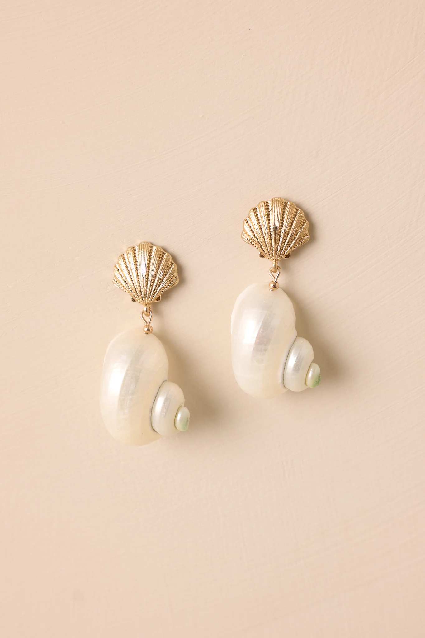 Loveline Ivory Pearl & Gold Seashell Drop Earrings