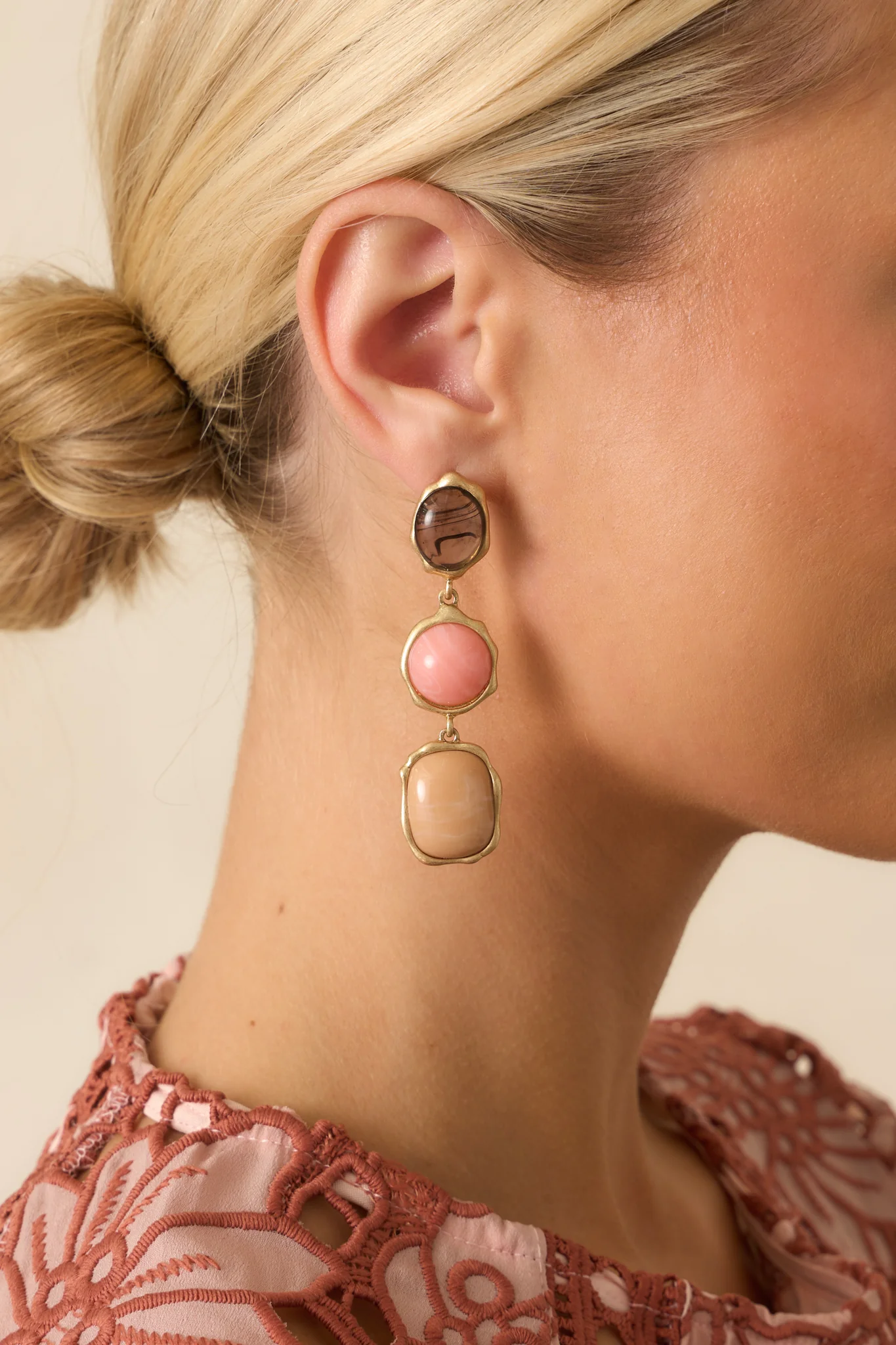 A Good Thing Going Pink Multi Stone Drop Earrings