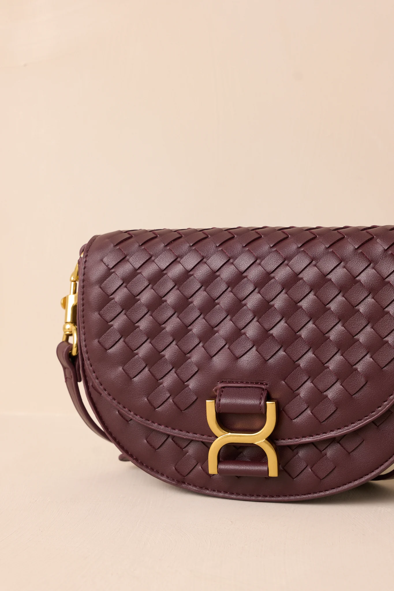 Tempest’s Call Burgundy Woven Faux Leather Handbag