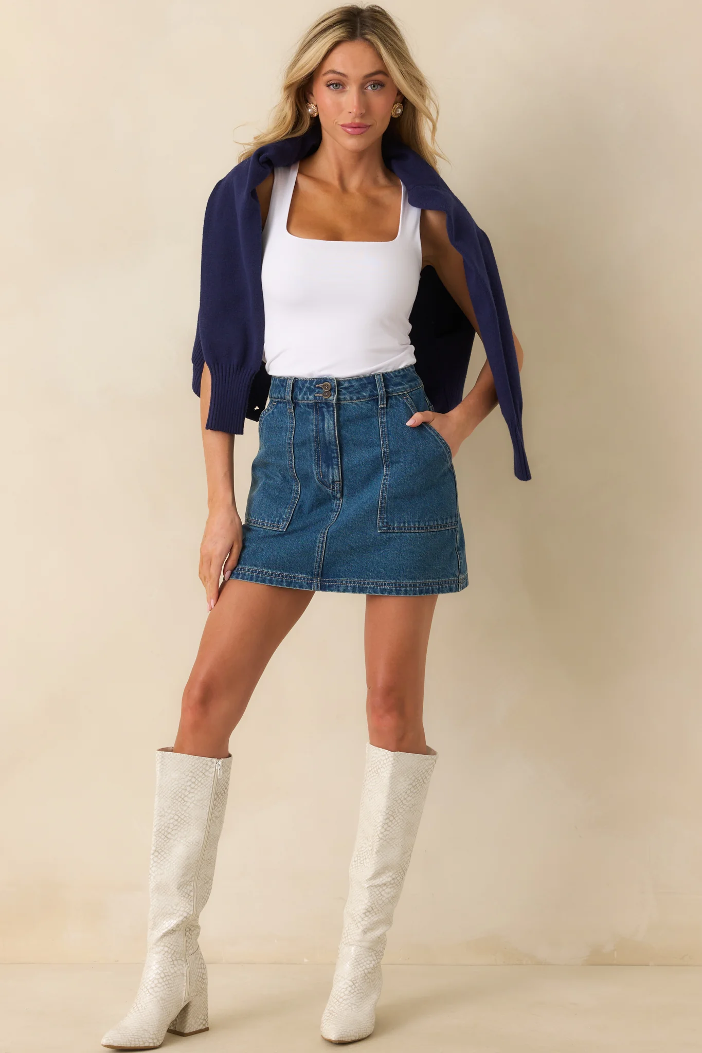 Letting It All Unfold White Square Neck Tank Top