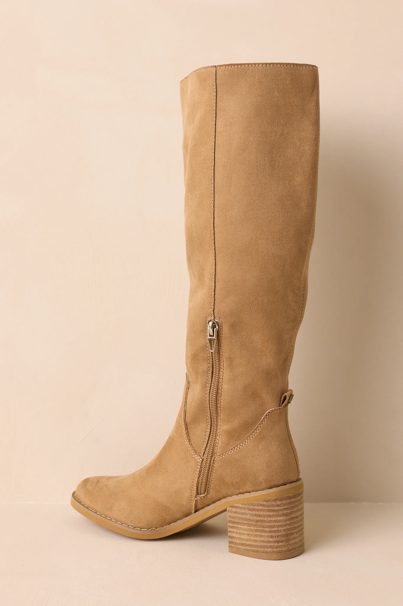 Tan Faux Suede Knee High Boots