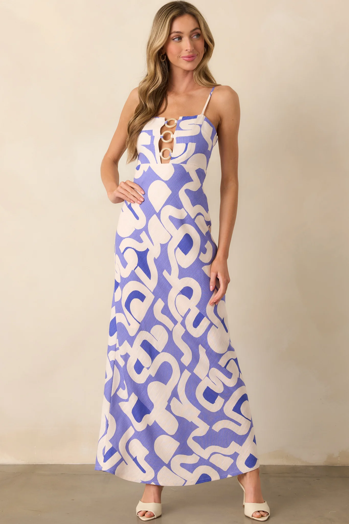 MINKPINK Dusty Blue Iris O-Ring Midi Dress