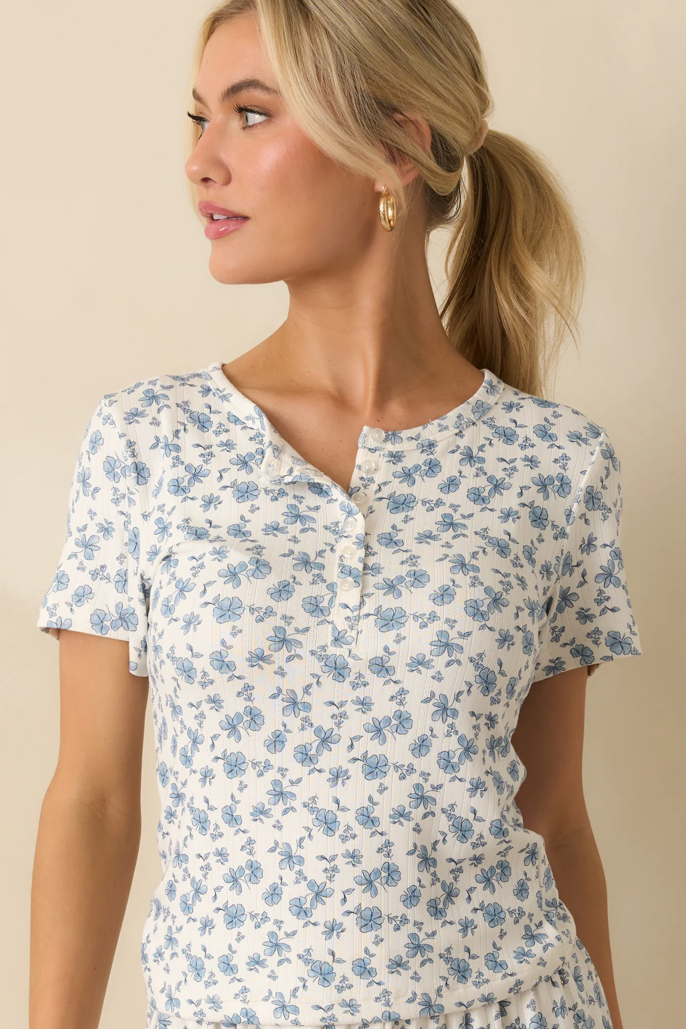 Z Supply Blue Faye Ditsy Floral Top