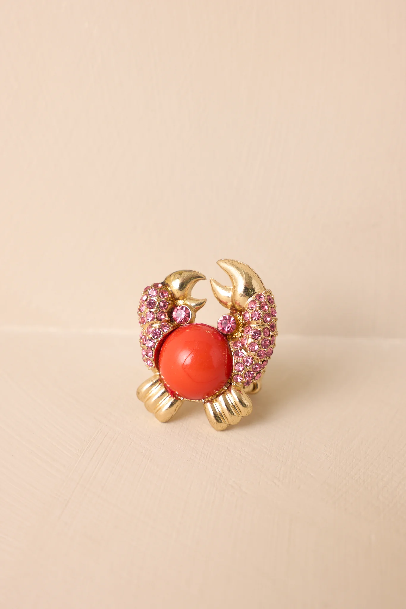 Cocktails By The Pool Pink Coral Rhinestone Stretch Ring