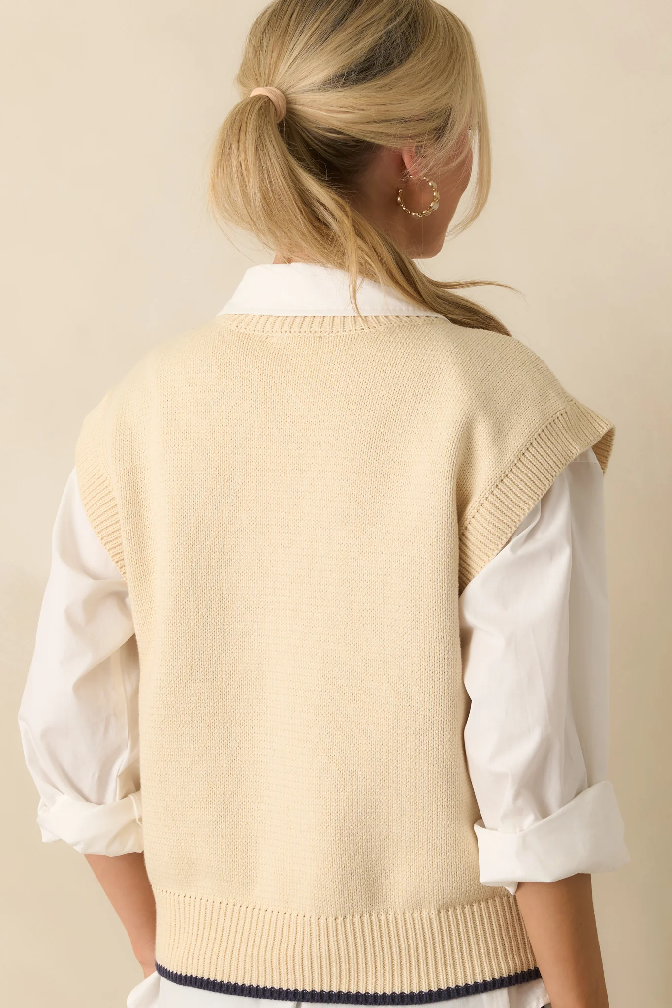 The Way Back Home Ivory Graphic Knit Sweater Vest
