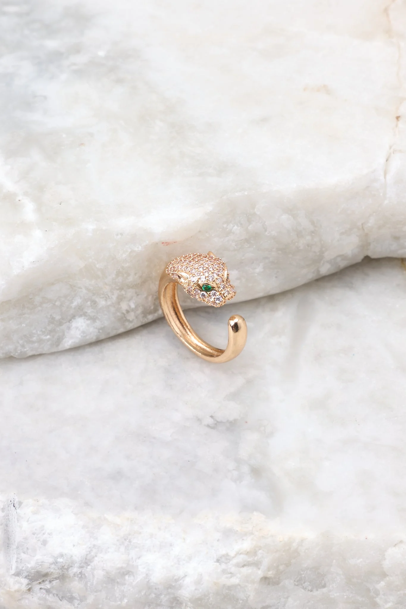 Just A Bite Gold Rhinestone Ring