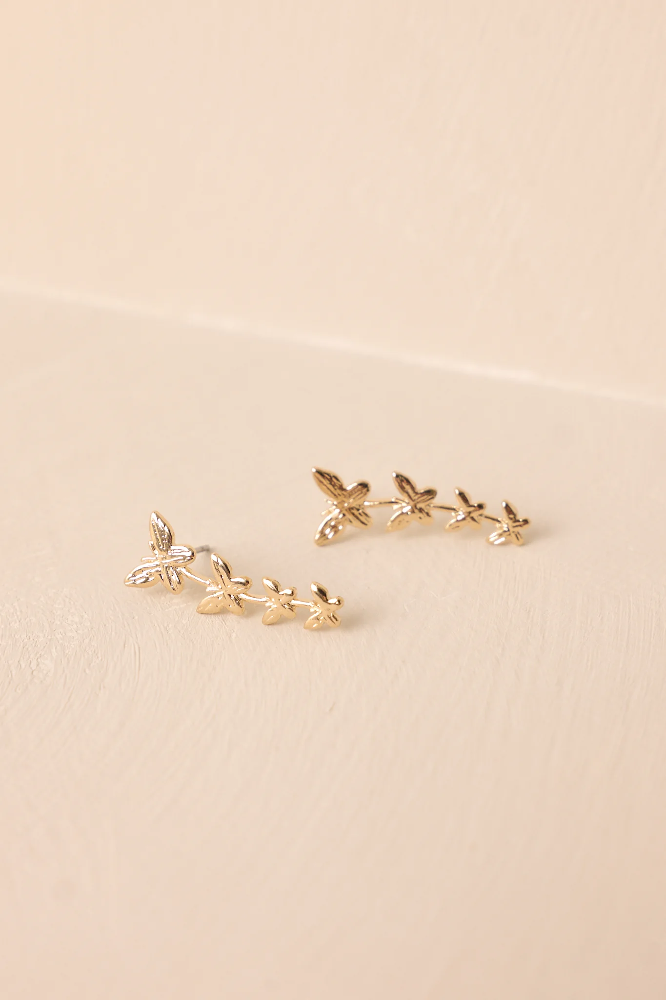 Morning Dew Gold Butterfly Drop Earrings