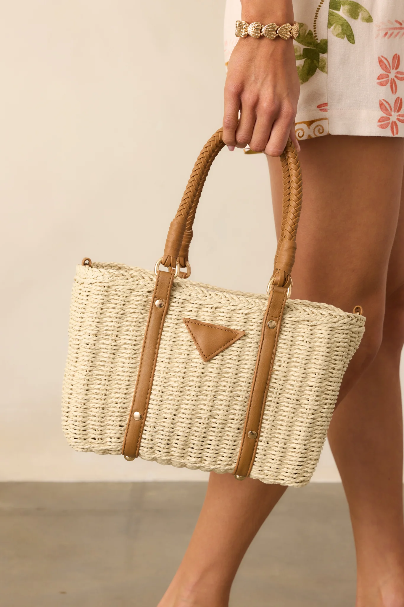 Savor The Slow Days Ivory Rattan Woven Handbag