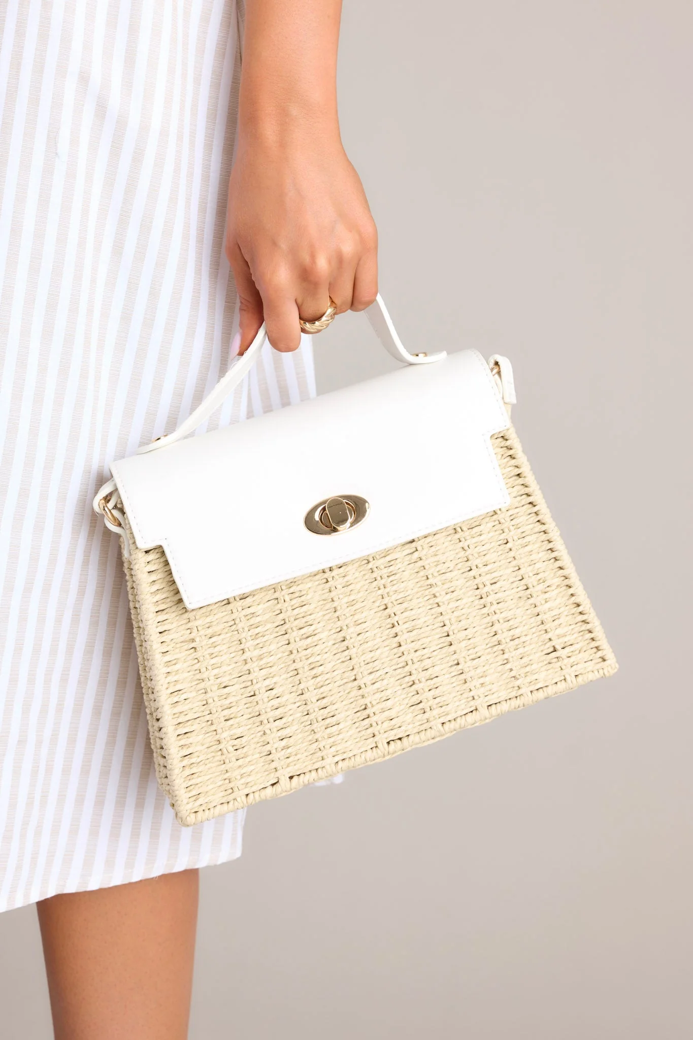 Island Chic White Woven Crossbody Handbag
