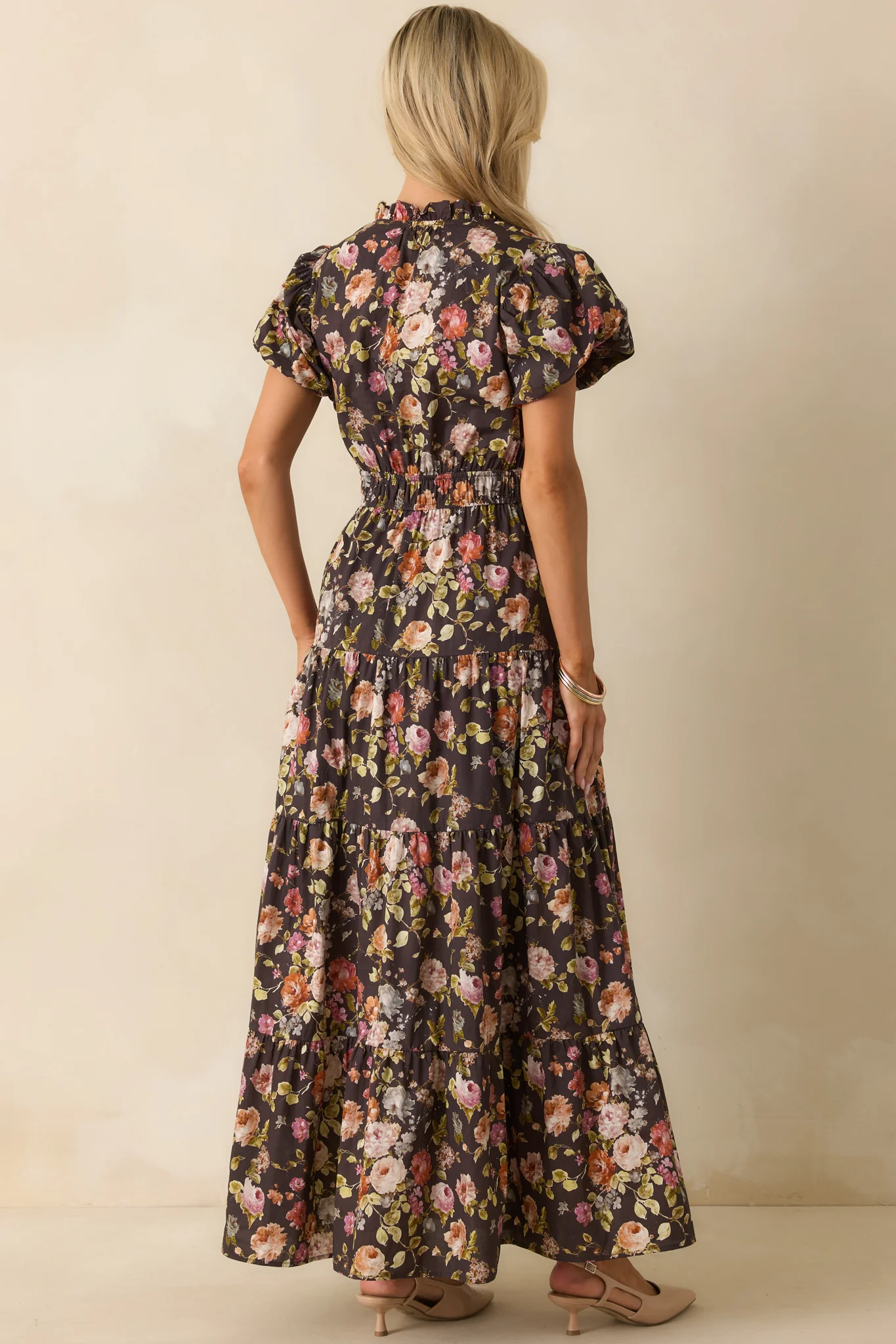 It's All Her Own Brown Multi Floral Print Cotton Maxi Dress