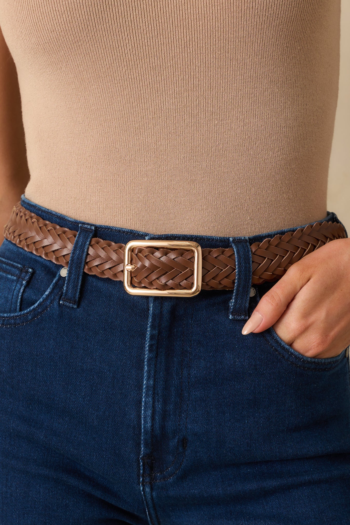 Let's Get Going Dark Brown Braided Belt