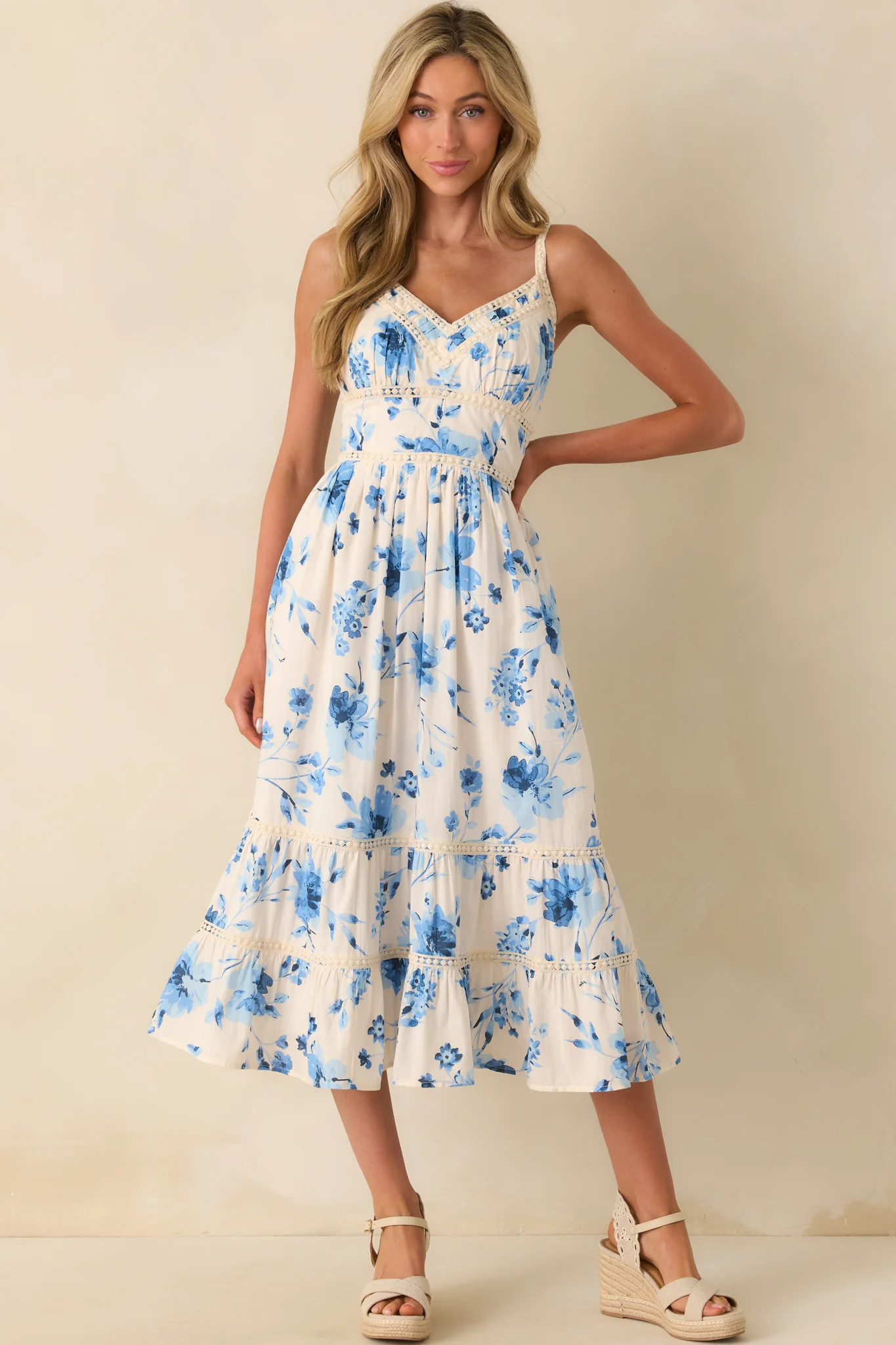 Means Something To Me Blue Floral Print Rayon Maxi Dress
