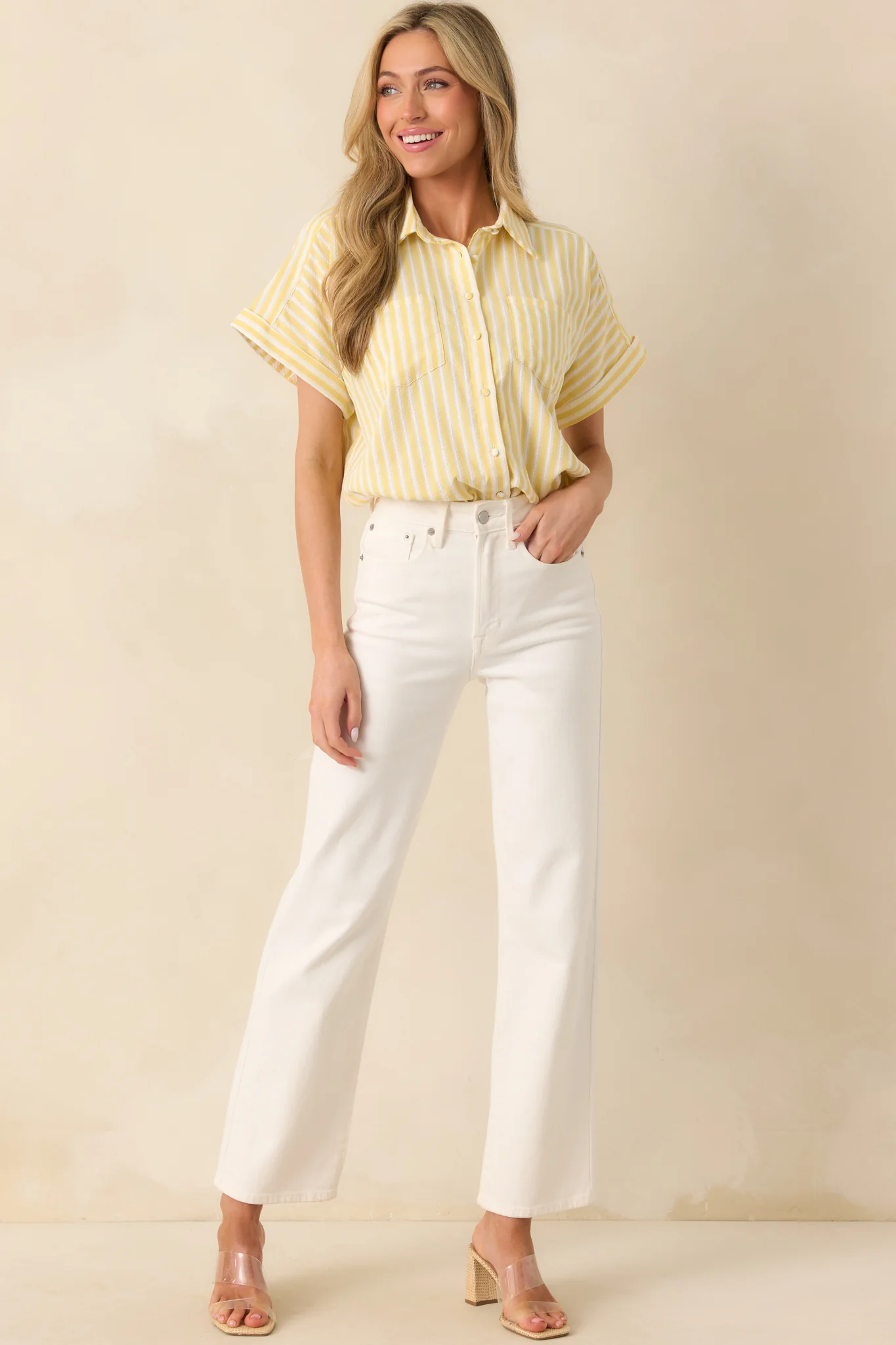 Prosperina Brooke Lemonade Yellow Stripe Cotton Top