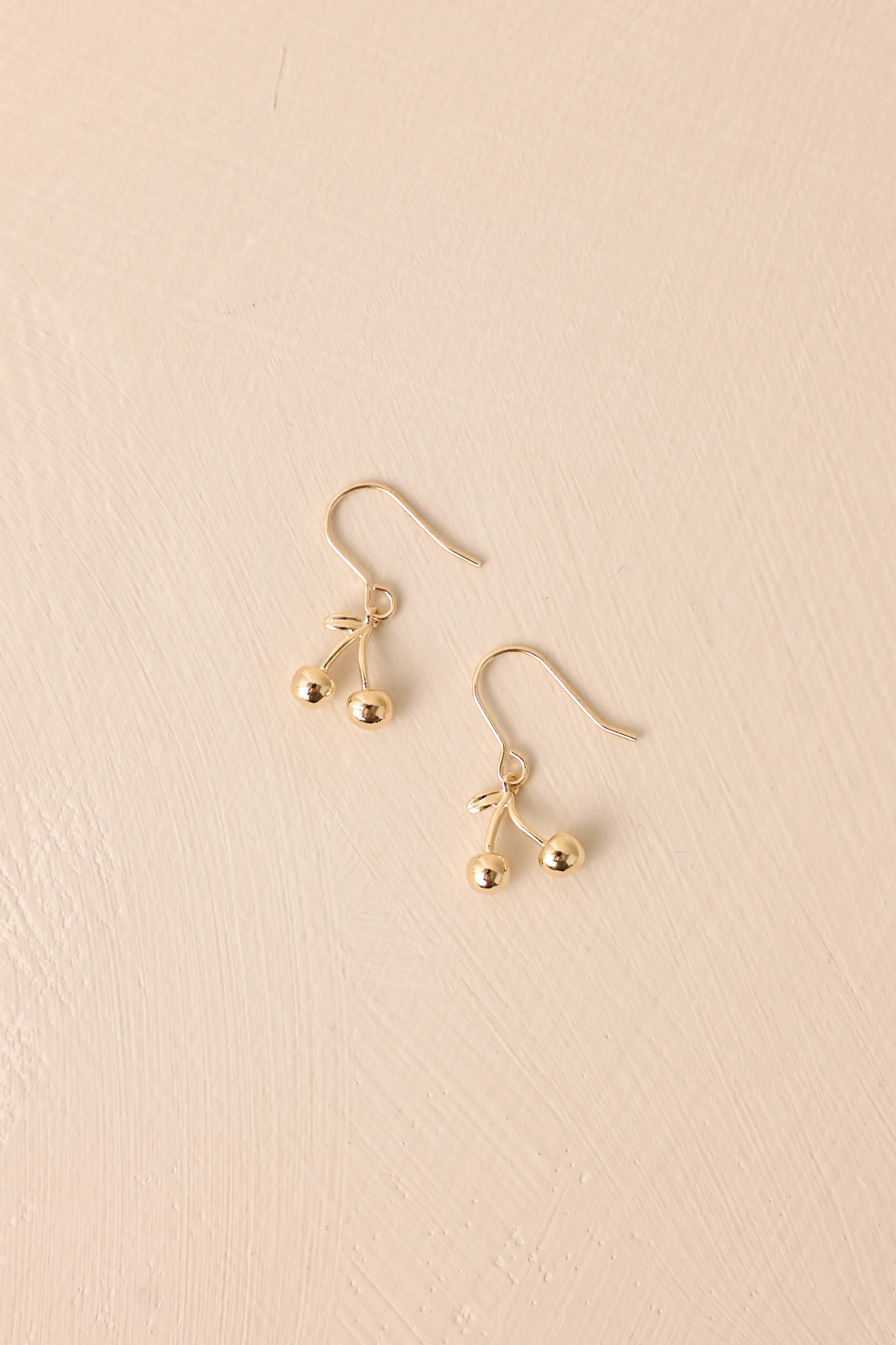 Hand Picked Gold Cherry Charm Earrings
