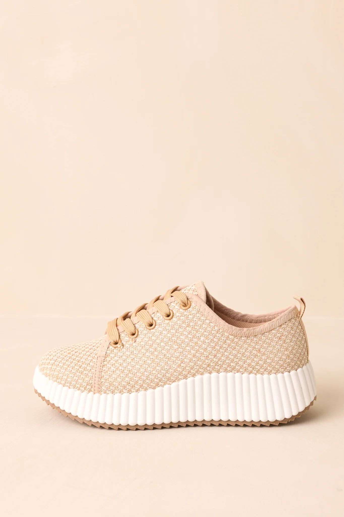 Life In The Fast Lane Tan Woven Platform Sneakers