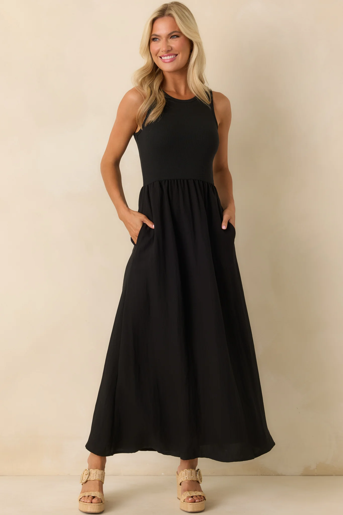 Z Supply Black Charlotte Rib Midi Dress