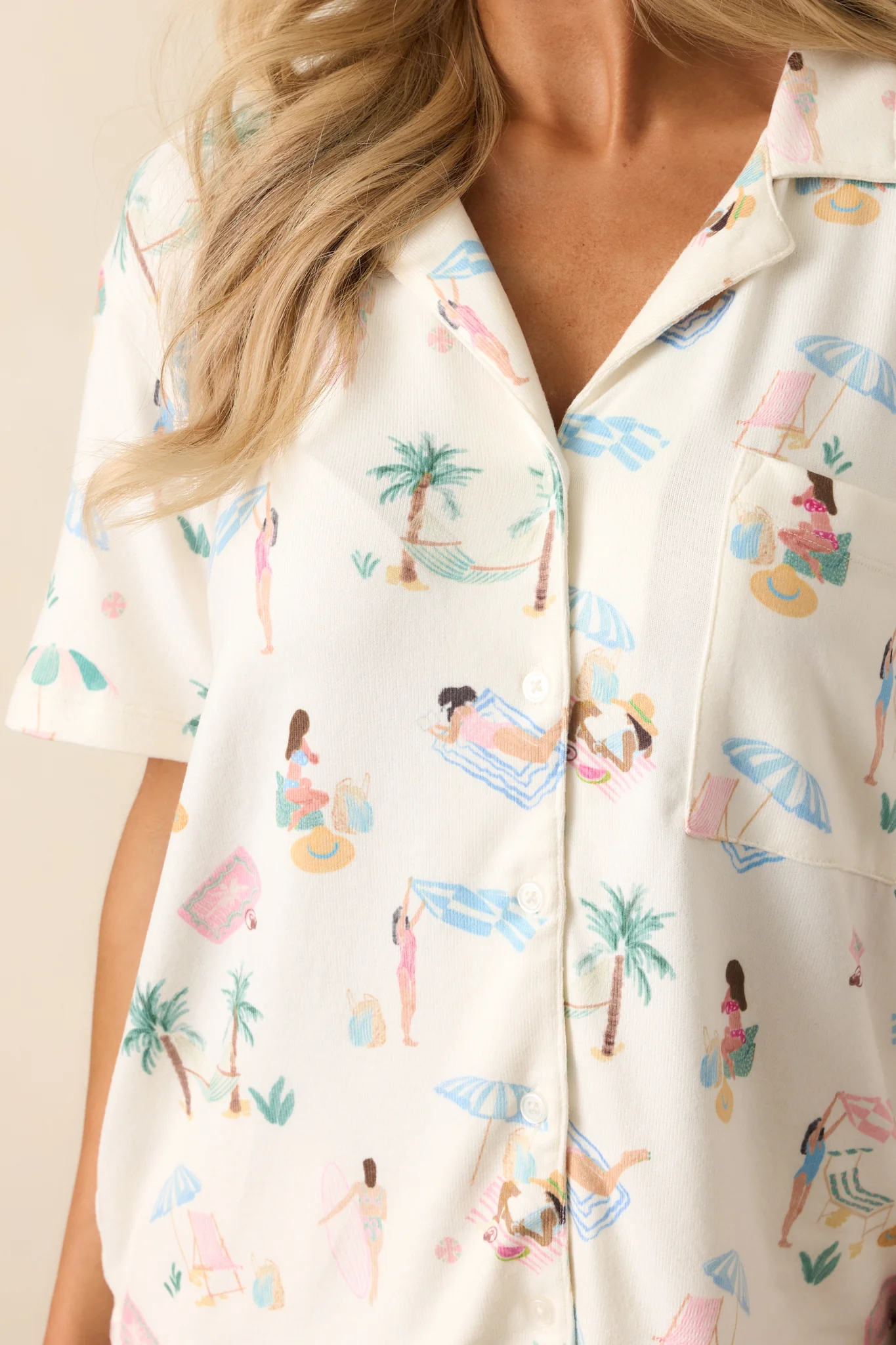 Z Supply Ivory Bone Beach Days Pajama Top