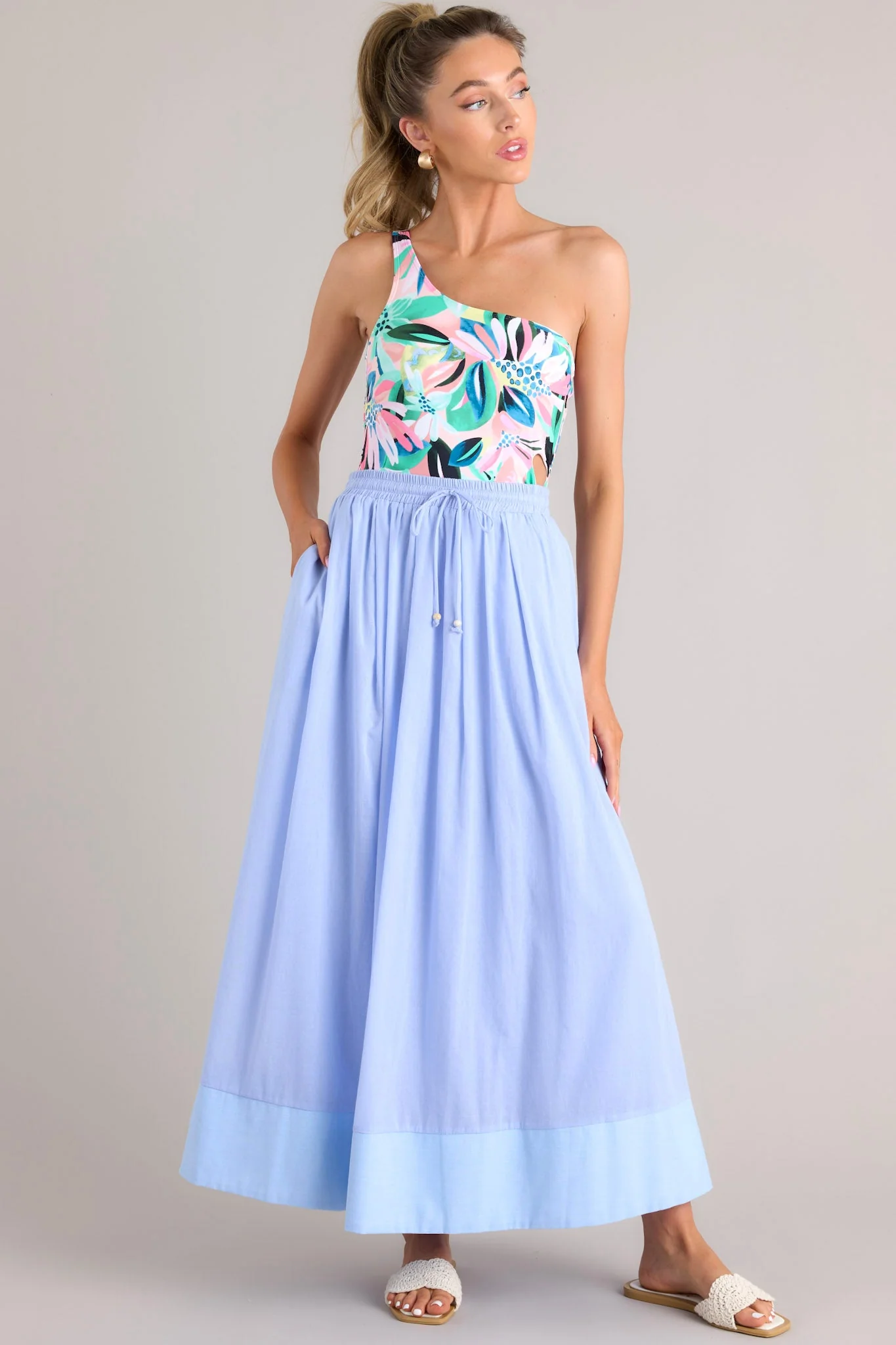 Beach Breeze Teal Multi Print One Piece Swimsuit