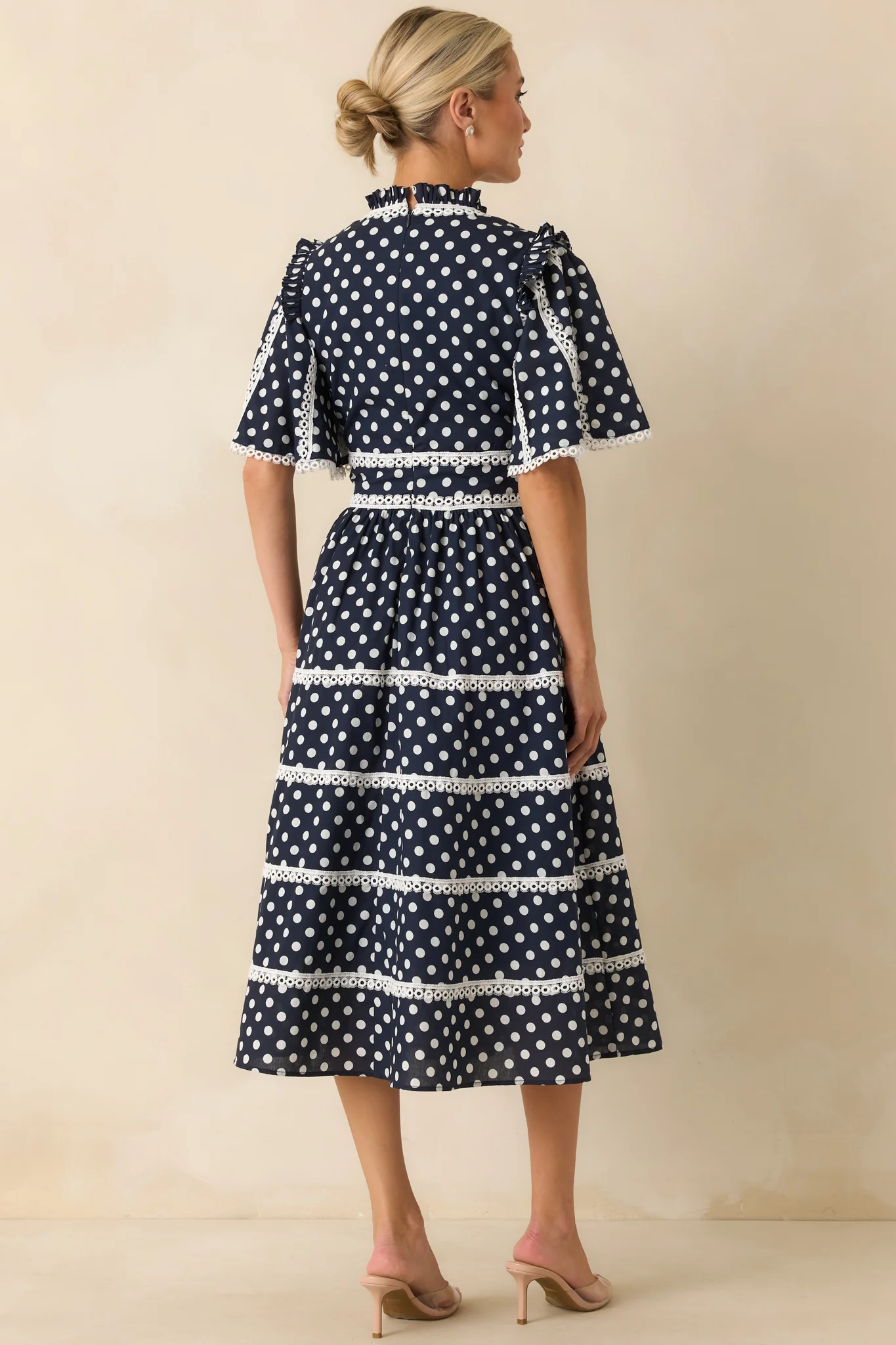 Prosperina Andromeda Navy Polka Dot Cotton Midi Dress