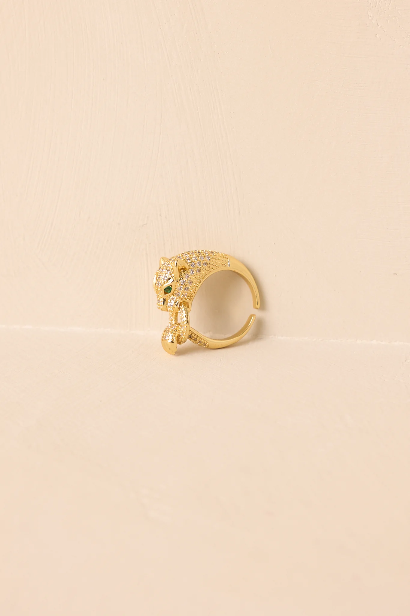 You Get The Idea Gold Pavè Rhinestone Panther Ring