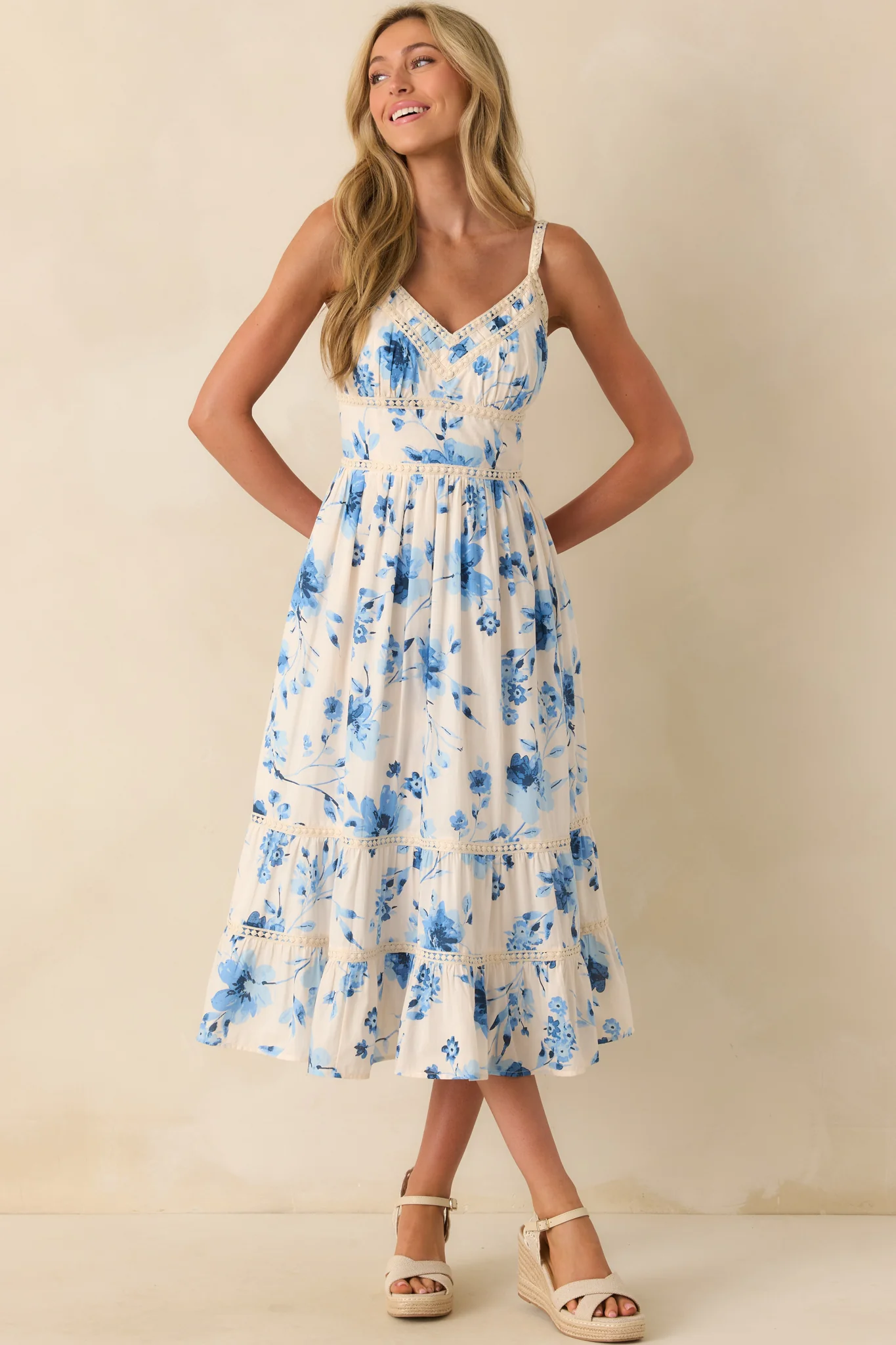 Means Something To Me Blue Floral Print Rayon Maxi Dress